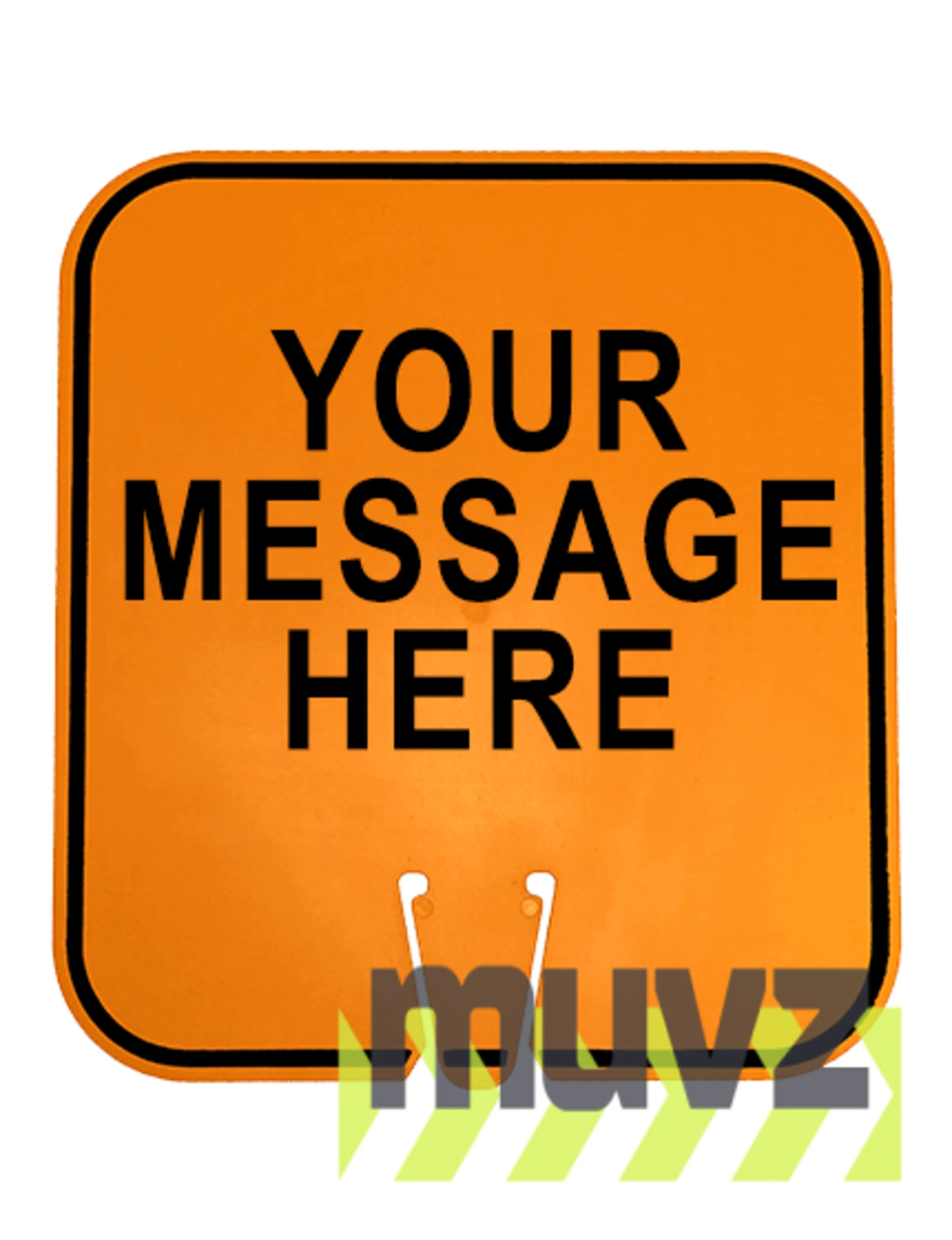 12\" x 13 1/4\", Non-Reflective Clip On Sign, Orange with Custom Legend, Double Sided
