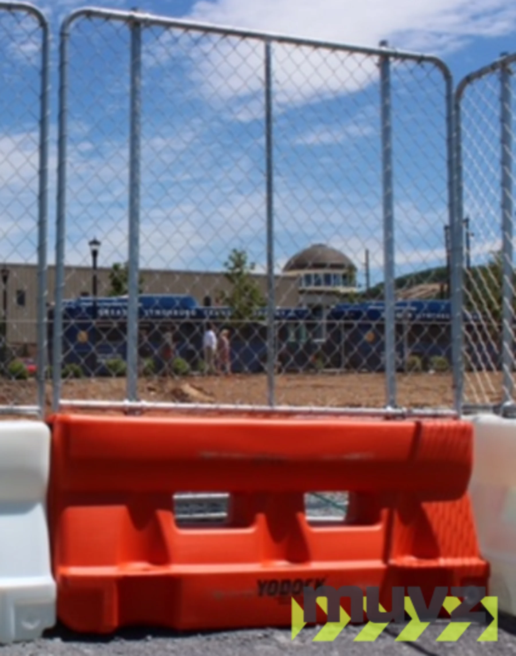 Orange Yodock 2001MB Barricade with Fence Panel