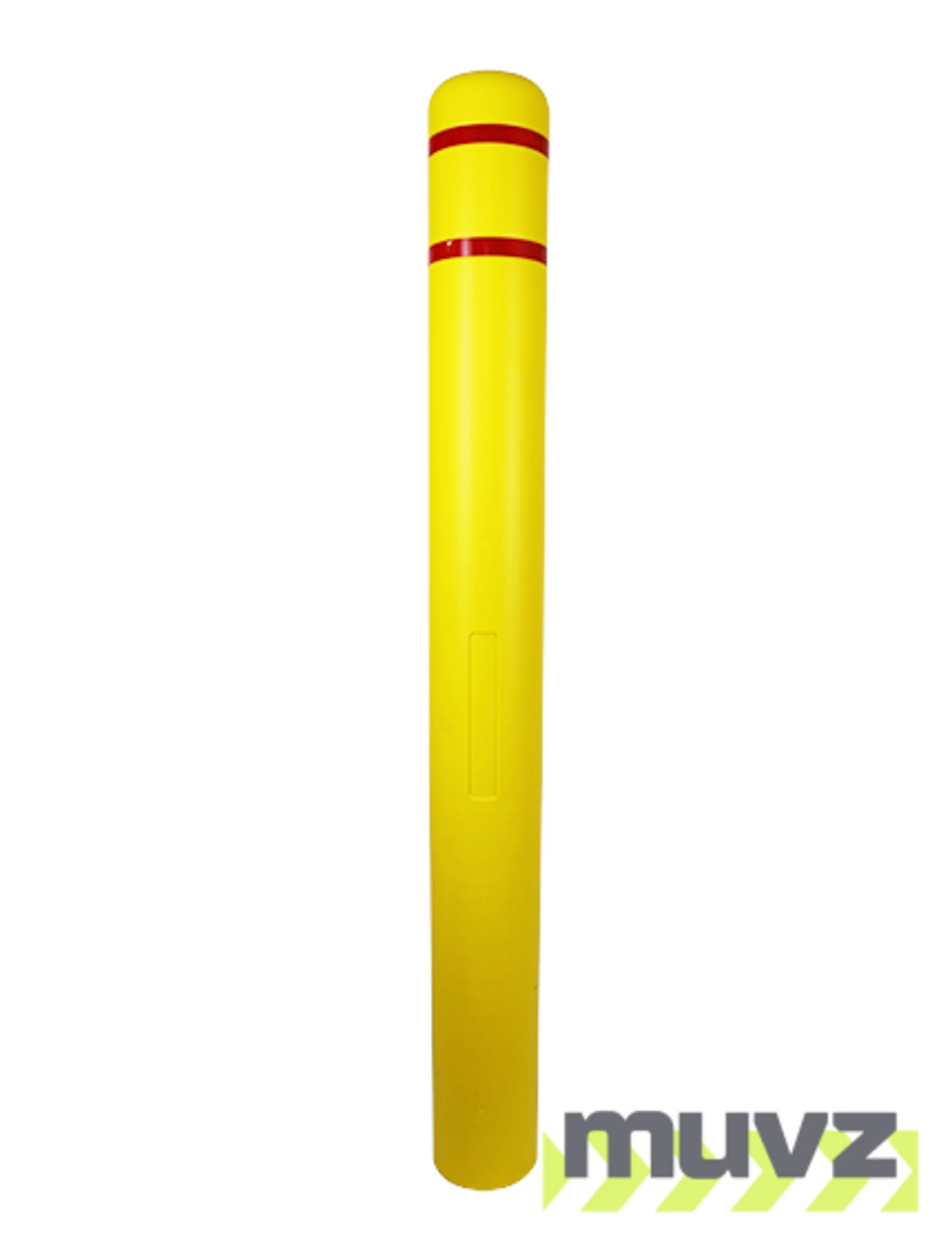 5\" x 52\" Yellow Bollard Cover with Two (2) Red Reflective Stripes