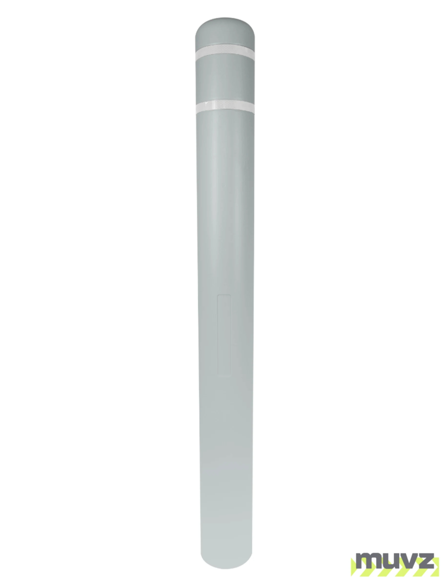 5\" x 52\" Gray Bollard Cover with Two (2) White Reflective Stripes