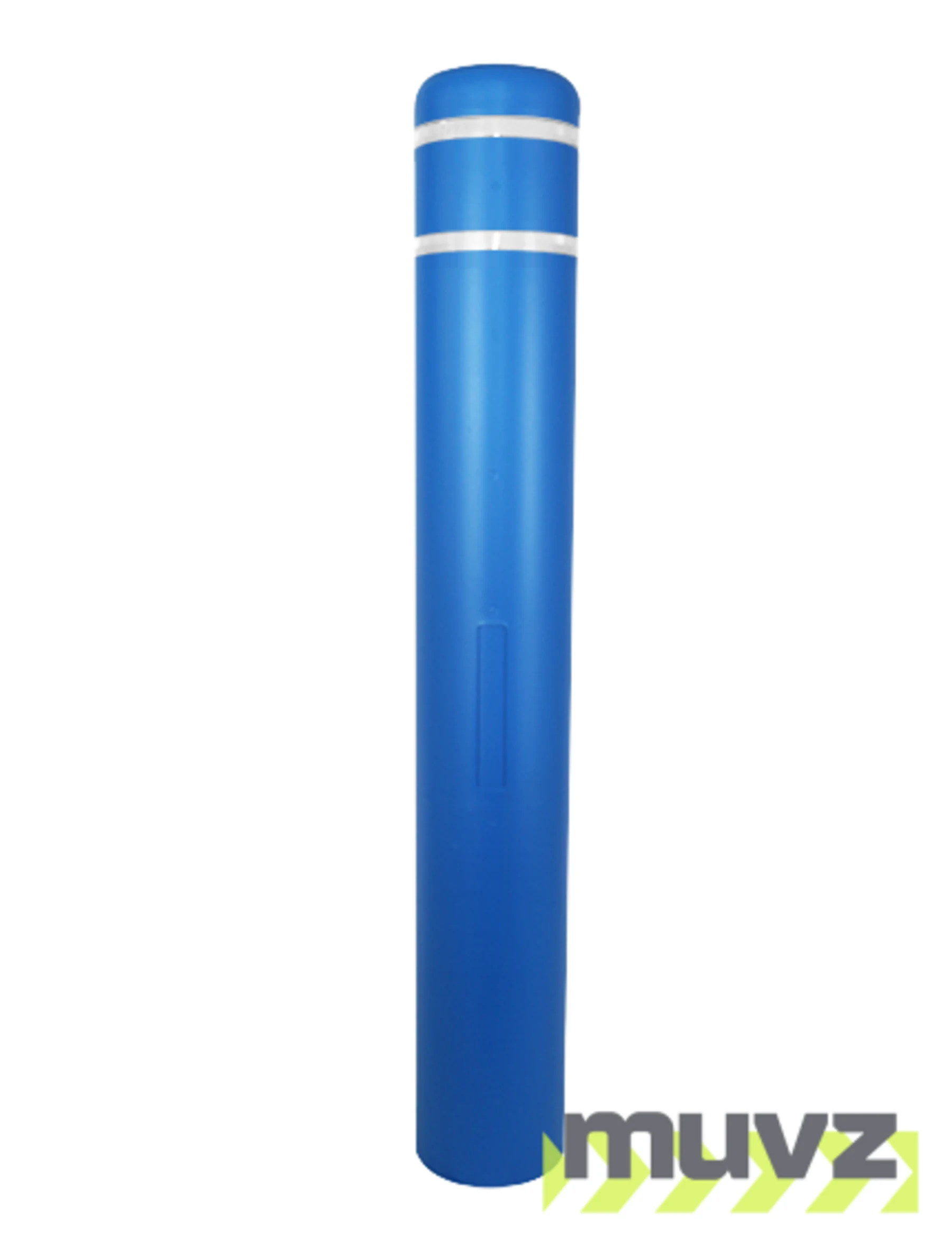 7\" x 52\" Blue Bollard Cover with Two (2) White Reflective Stripes