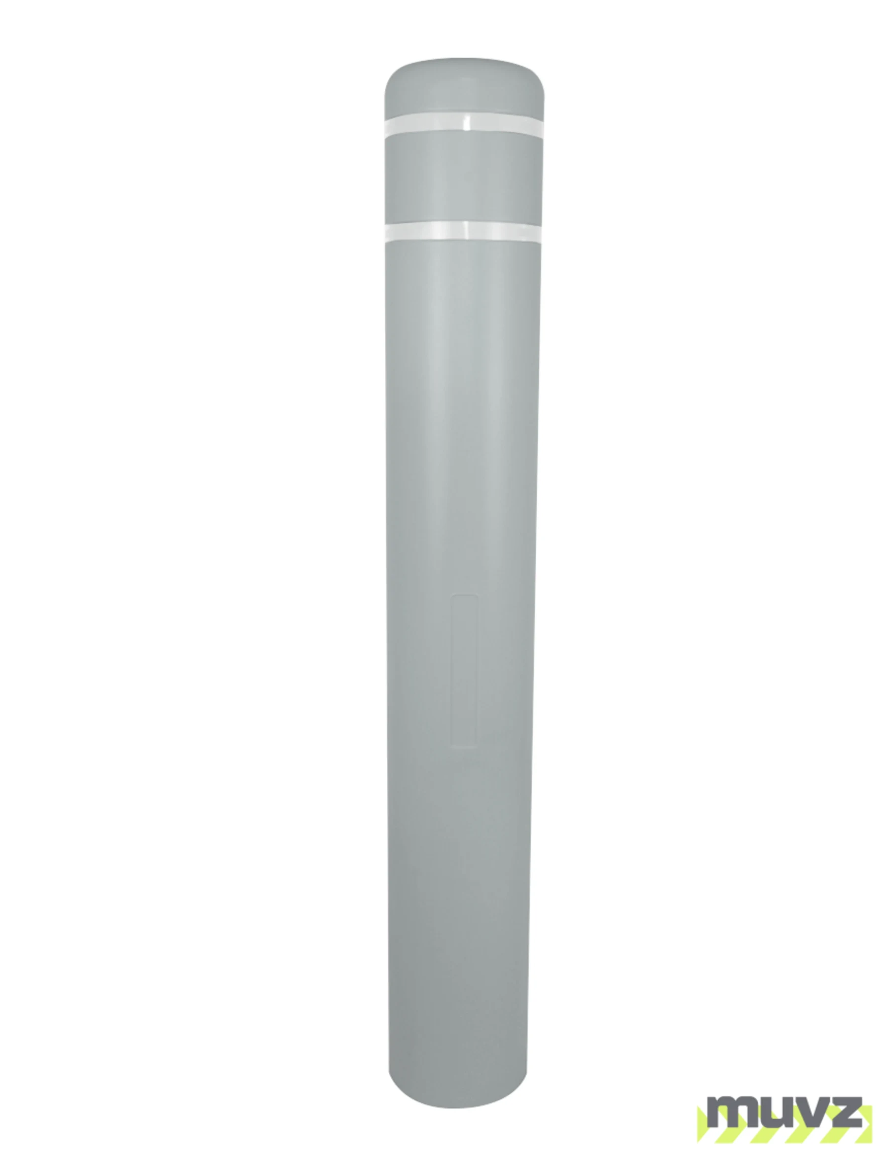 7\" x 52\" Gray Bollard Cover with Two (2) White Reflective Stripes