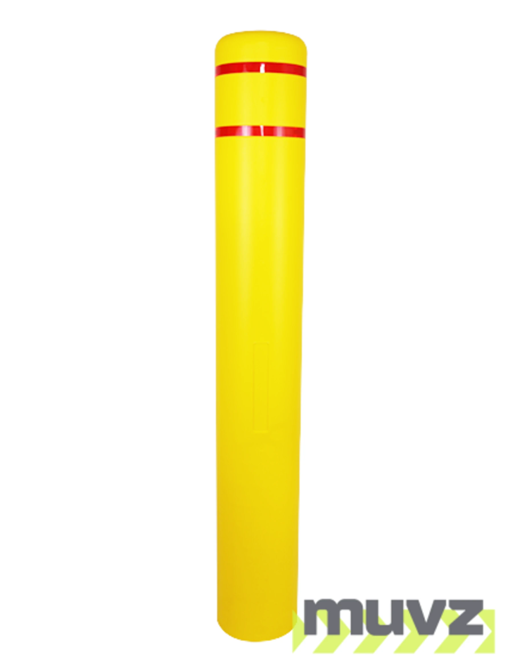 7\" x 52\" Yellow Bollard Cover with Two (2) Red Reflective Stripes