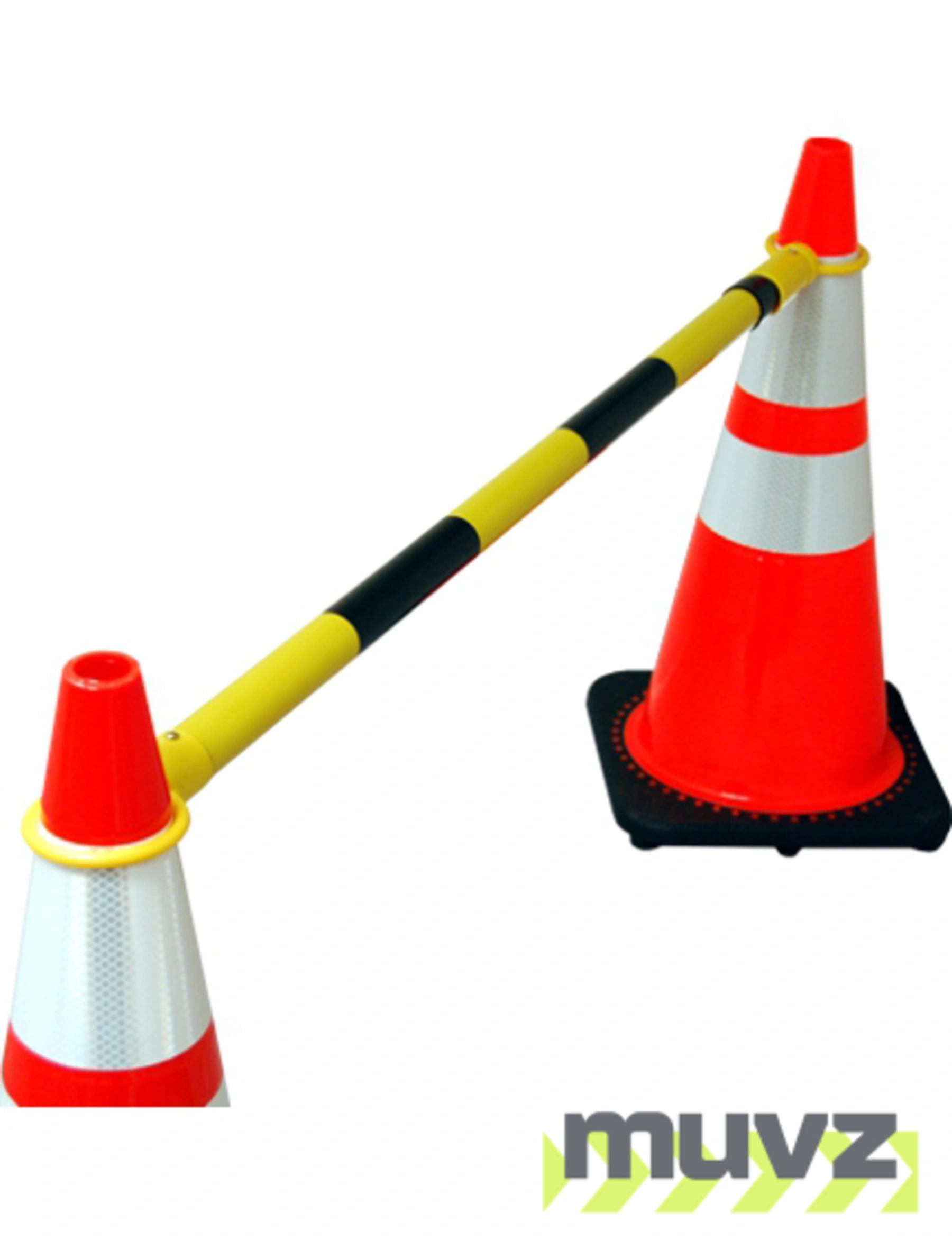 4\u0027 - 7\u0027, \u0027STANDARD\u0027, Black \u0026 Yellow Reflective Cone Bar