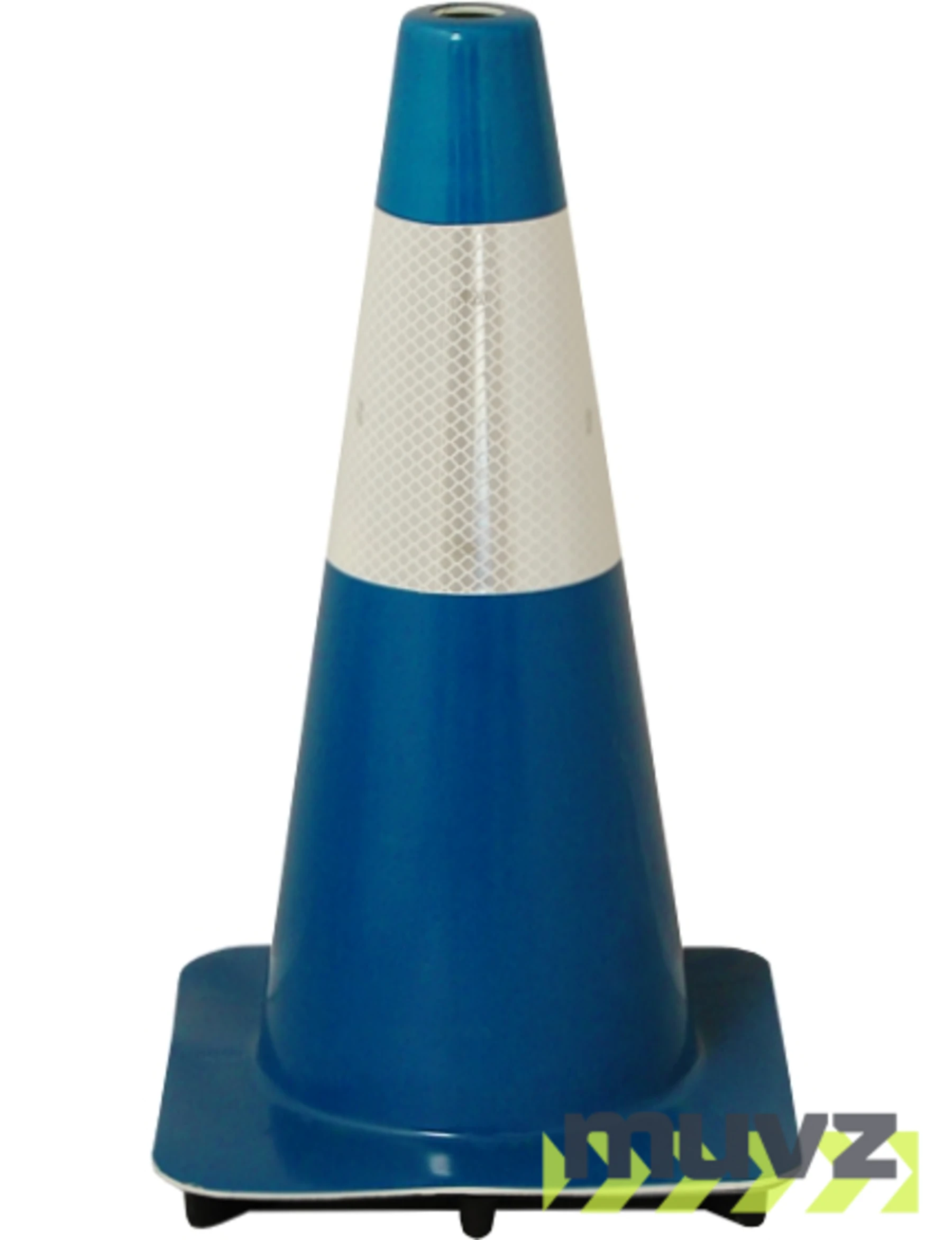 Blue 18\" Flow Molded Traffic Cone w/6\" Reflective Collar