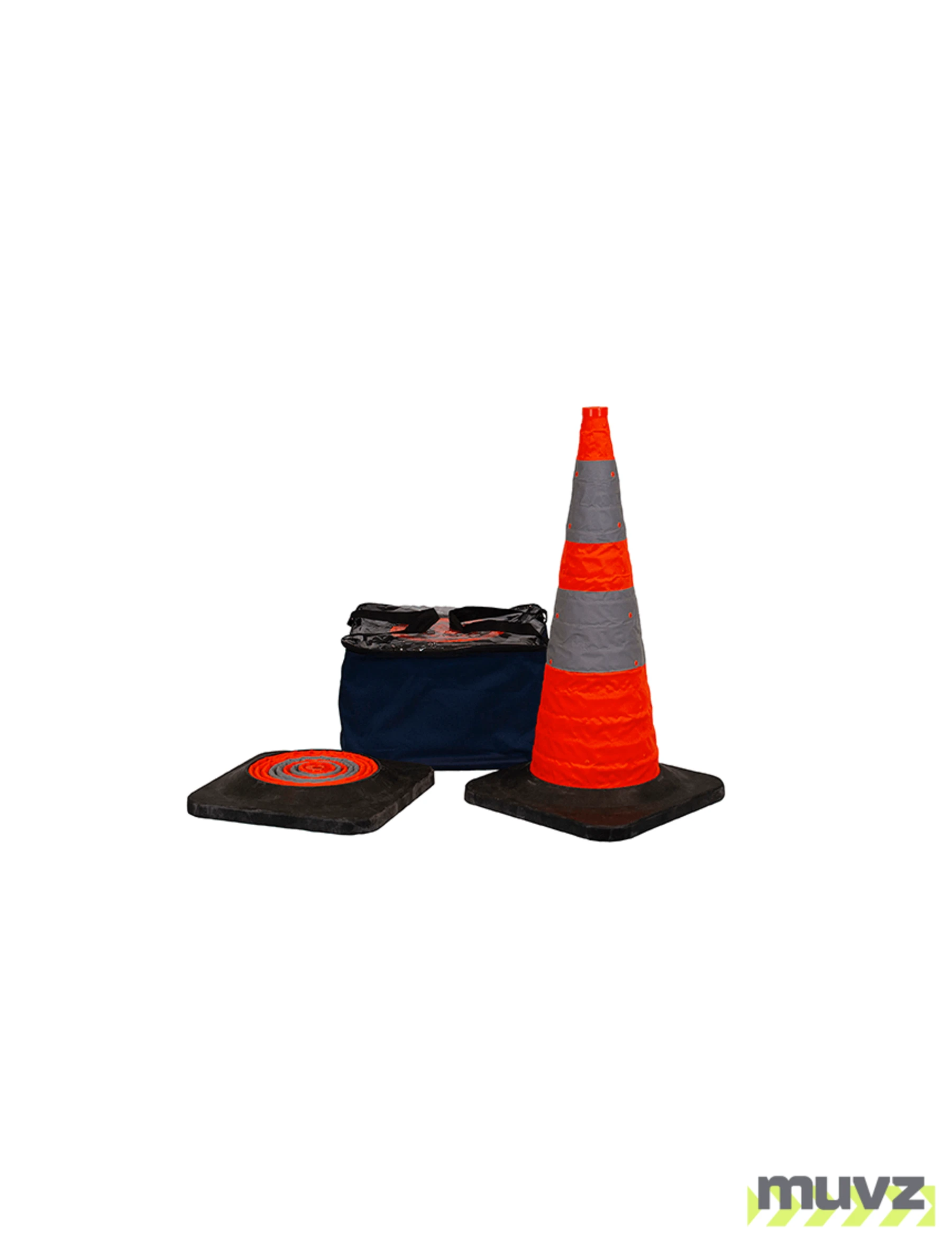 30\" Collapsible Cone Kit (5 Cones) with two (2) Reflective Collars and Heavy Duty Rubber Base
