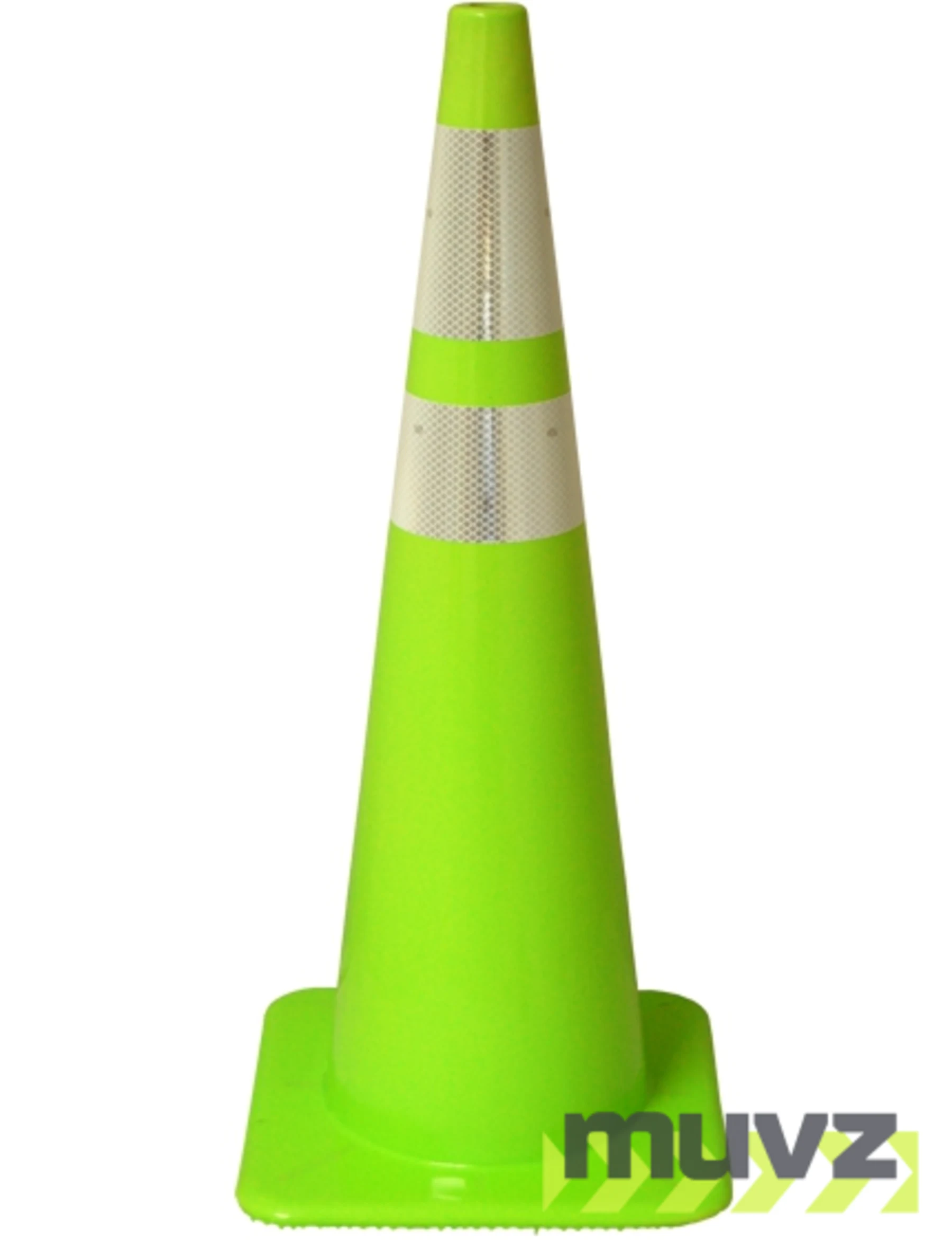 Lime 36\" Flow Molded Traffic Cone w/ 6\" \u0026 4\" Reflective Collars