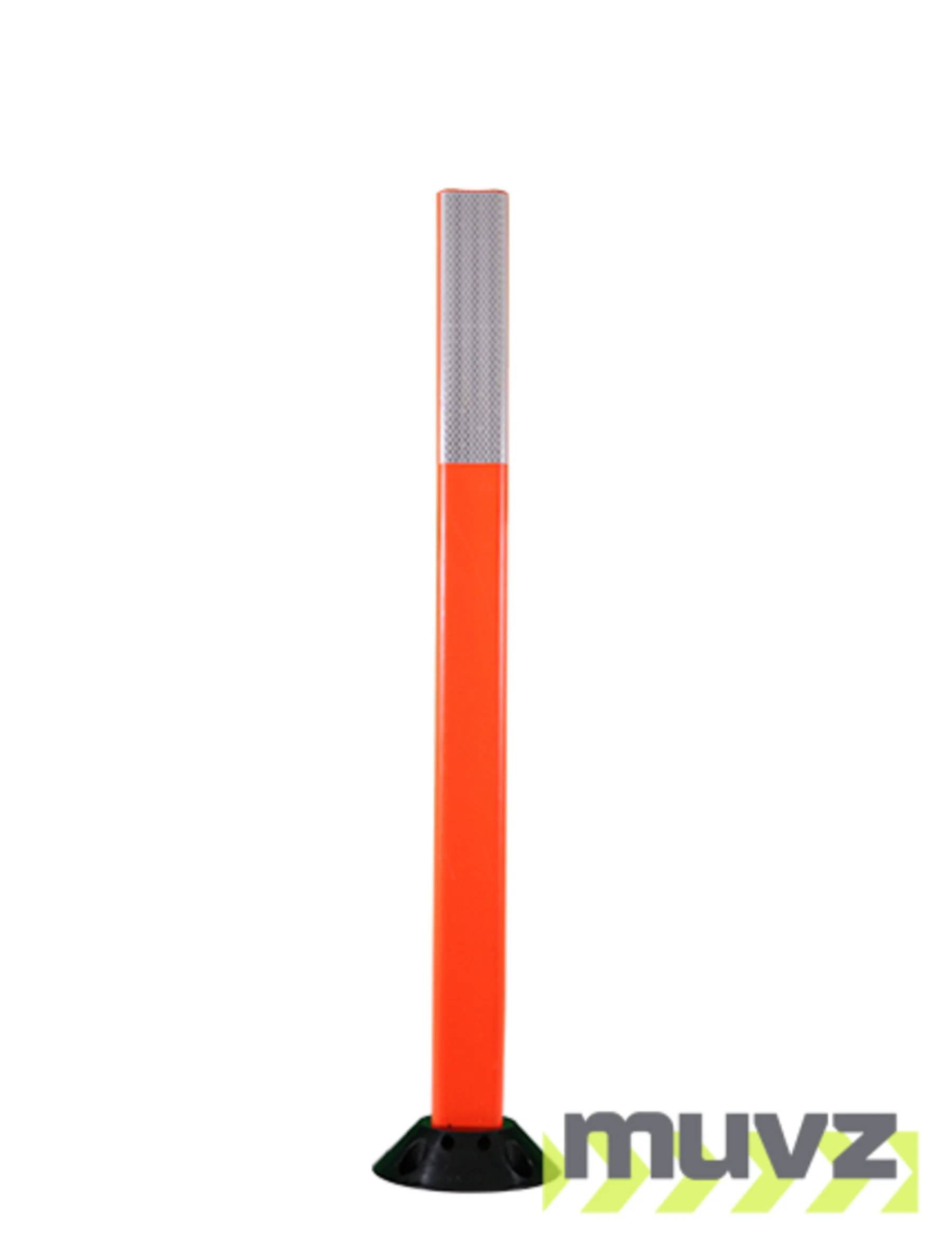 42\" Orange Cloverleaf Delineator w/two (2) 3\" white reflective collars \u0026 Adhesive Mounting Hardware