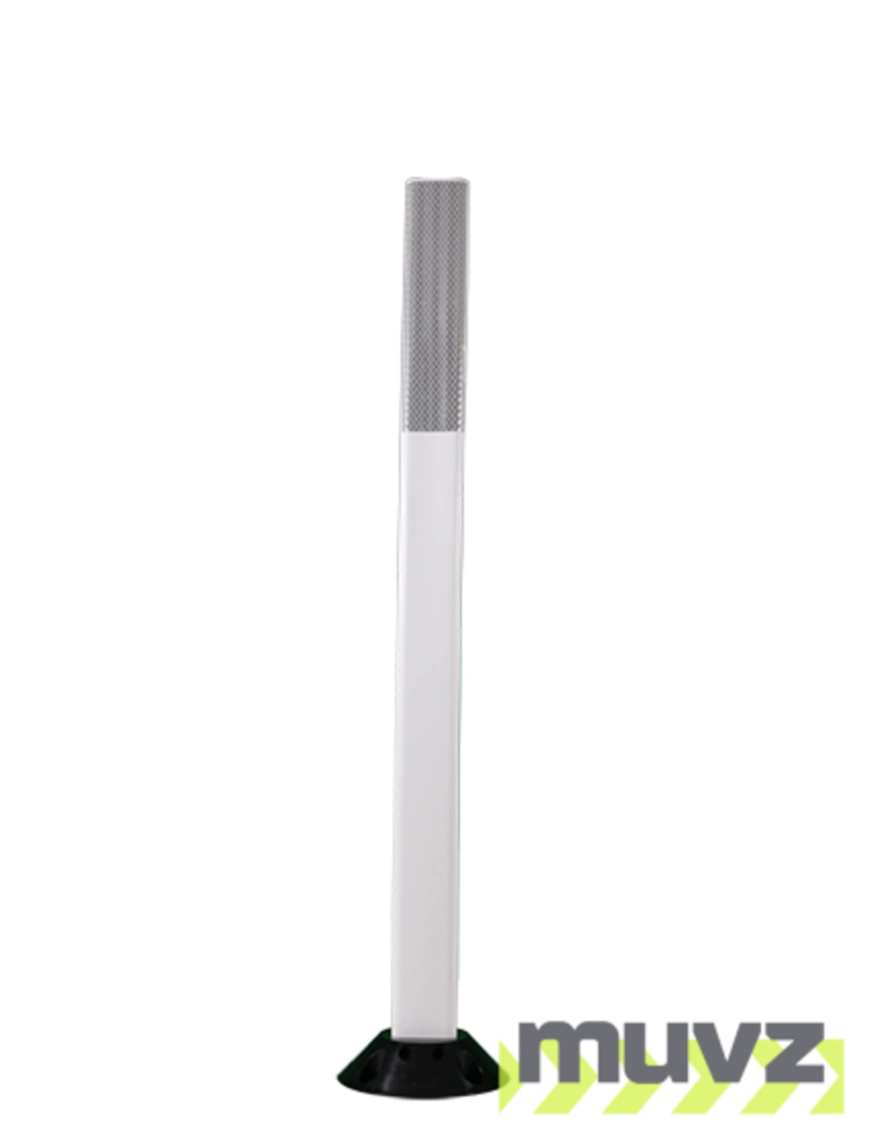 42\" White Cloverleaf Delineator w/two (2) 3\" white reflective collars \u0026 Adhesive Mounting Hardware