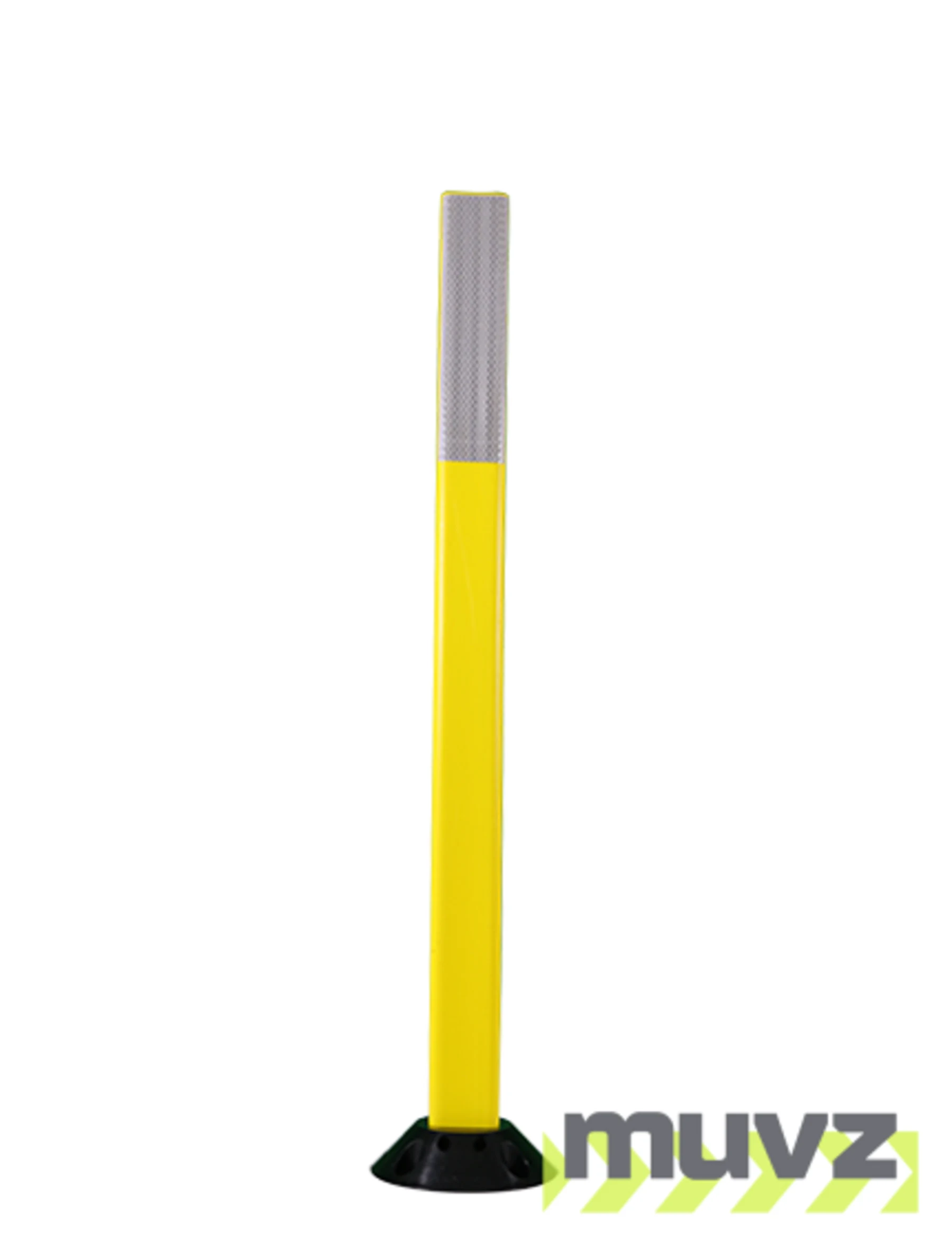 42\" Yellow Cloverleaf Delineator w/two (2) 3\" white reflective collars \u0026 Adhesive Mounting Hardware