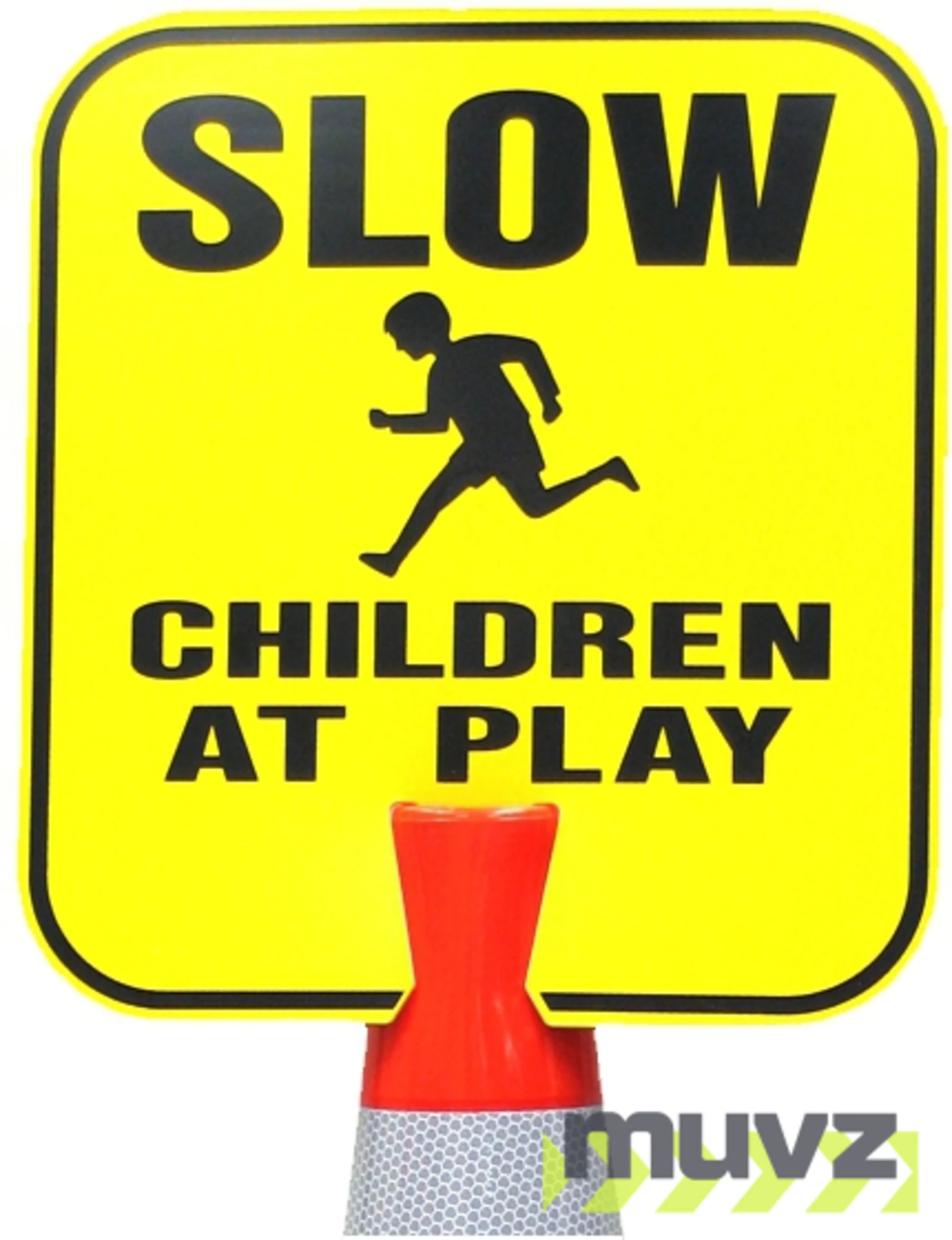 Double Sided, Non-Reflective, Slow Children At Play Clip-On-Sign