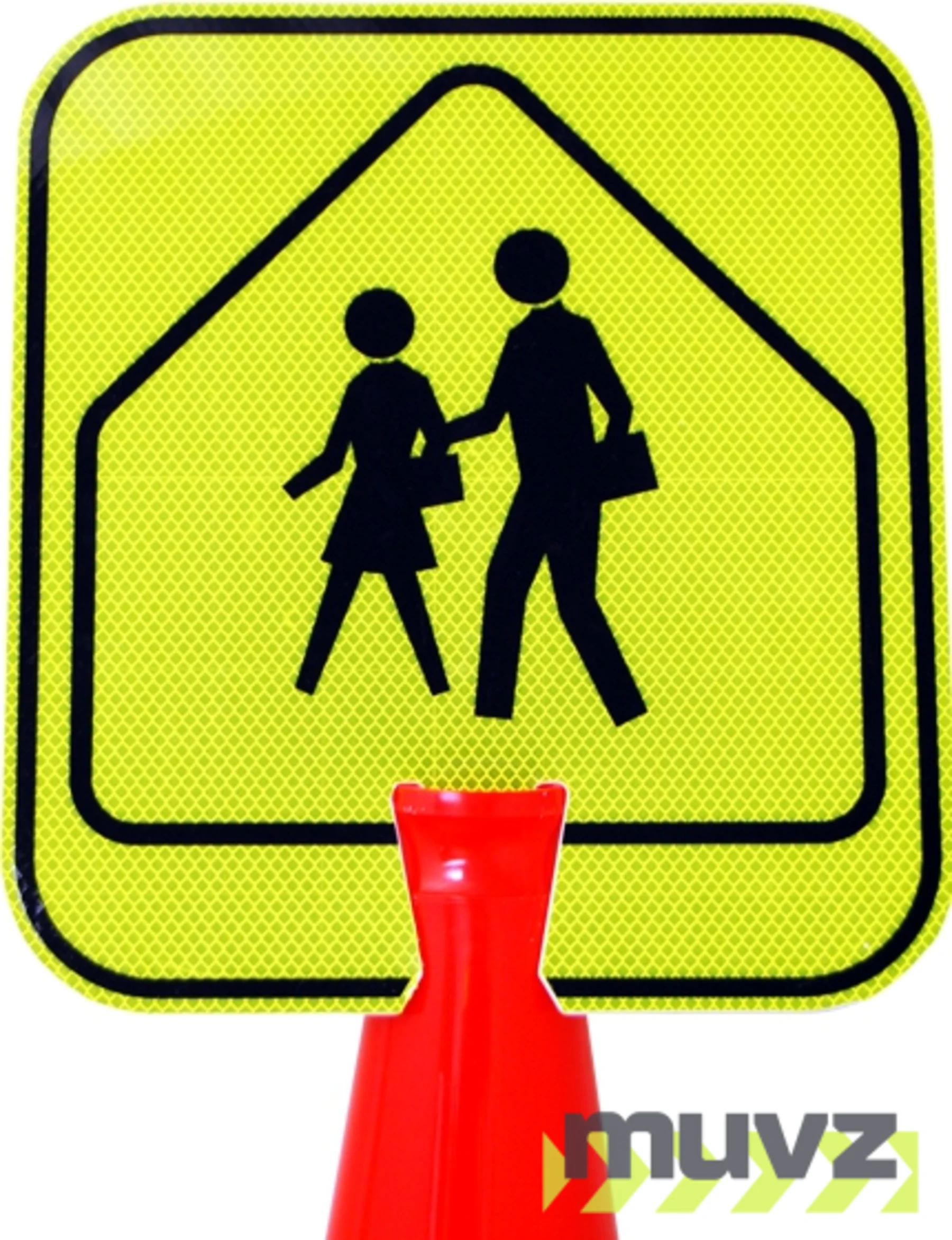 12\" x 13 1/4\", Reflective Clip On Sign, Pedestrian Crossing Symbol (Yellow)