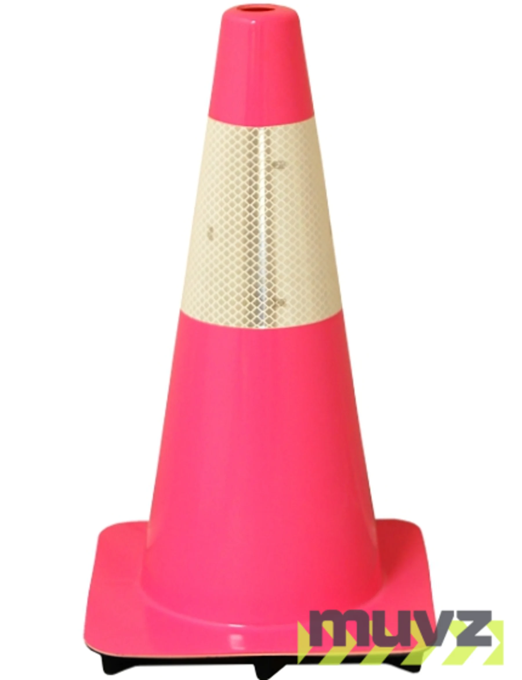 Pink 18\" Flow Molded Traffic Cone w/6\" Reflective Collar