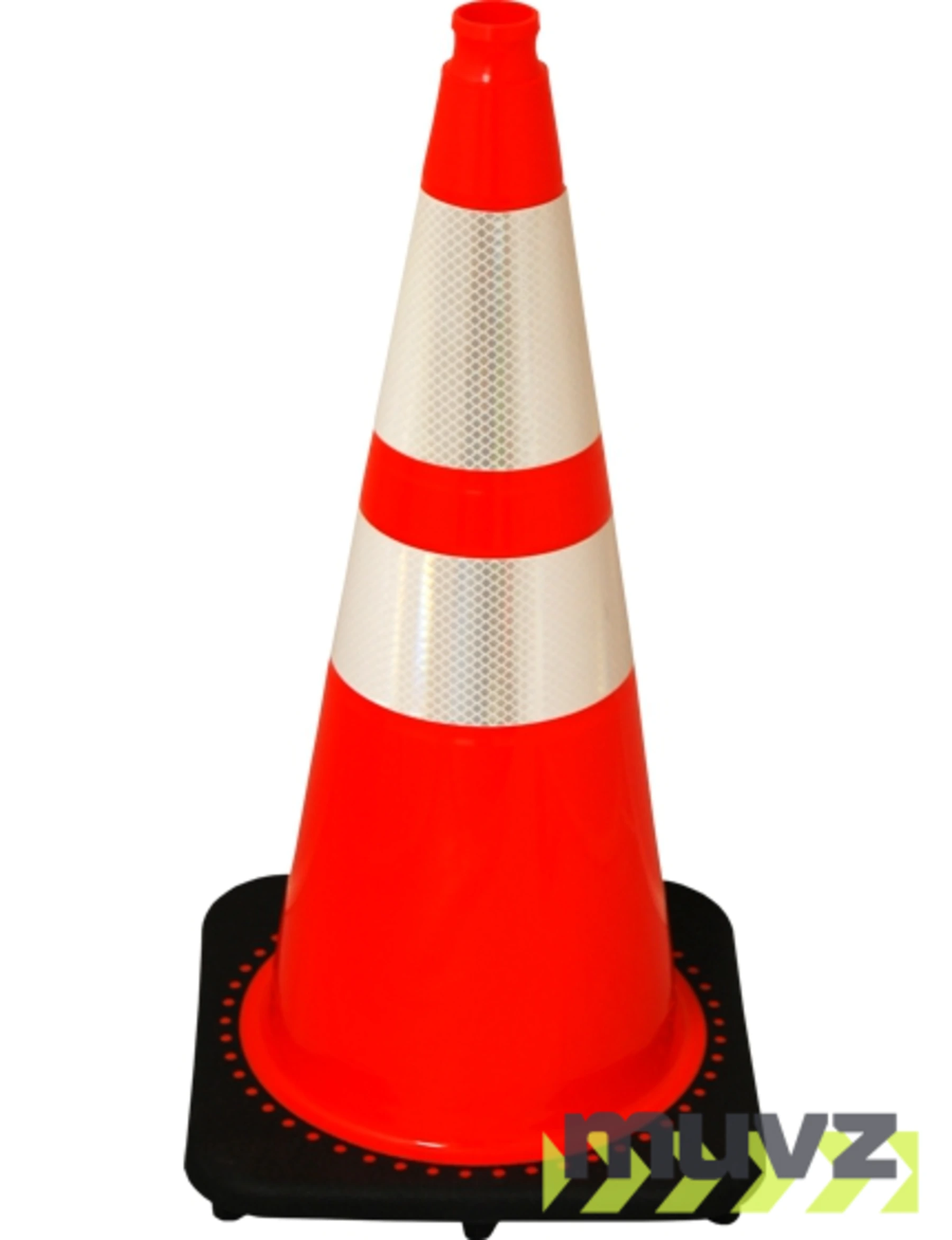Orange 28\" 10.0 Lb. Black Base Cone with 6\" \u0026 4\" Reflective Collars