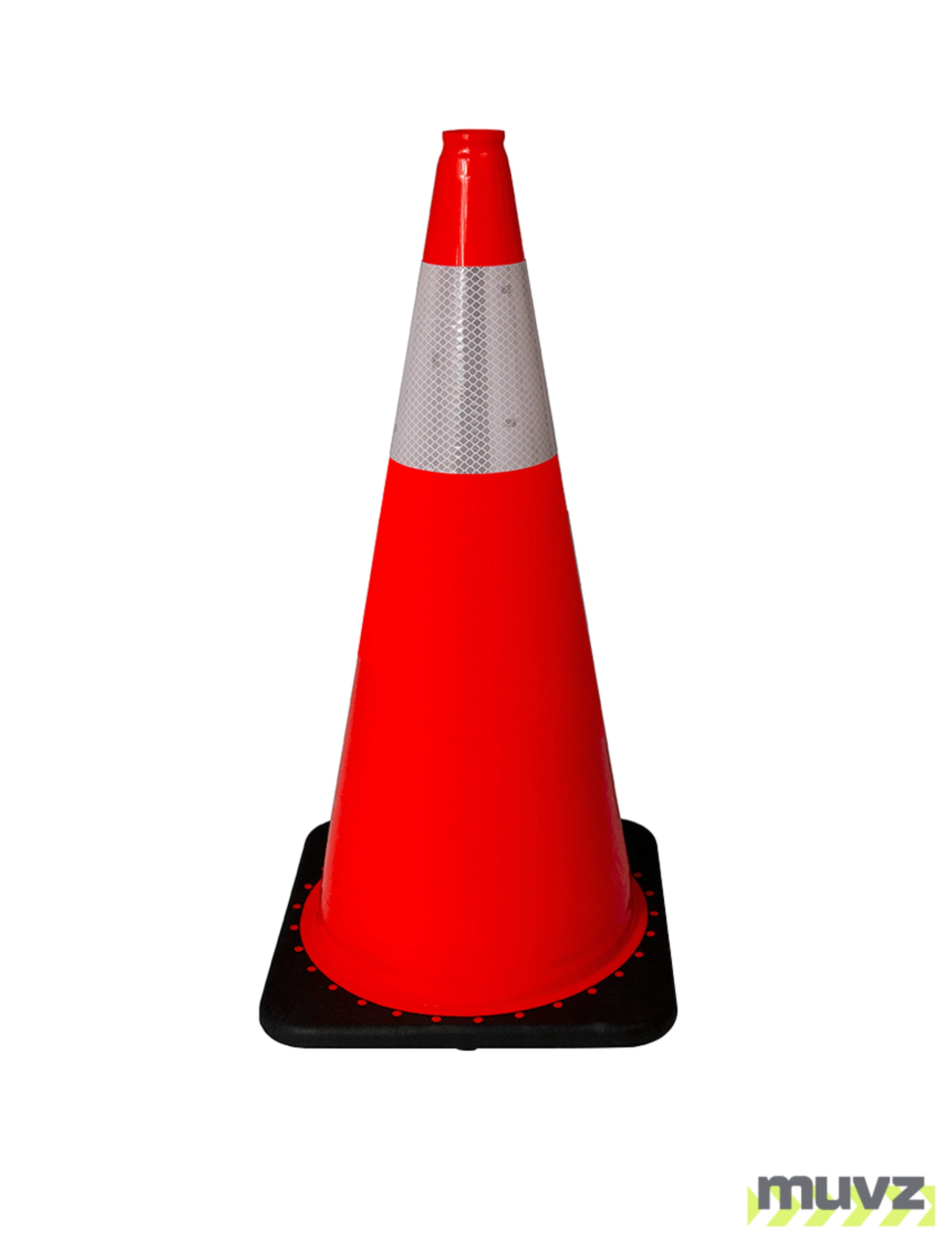 Orange 28\" 5.5 Lb. Black Base Cone with 6\" Reflective Collar