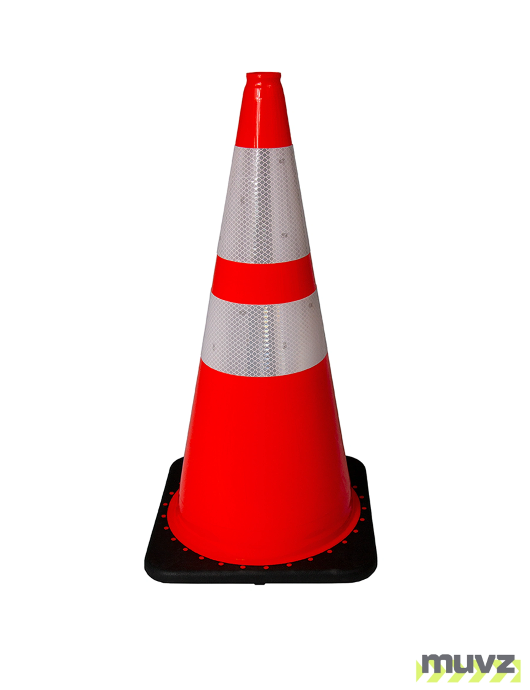 Orange 28\" 5.5 Lb. Black Base Cone with 6\" \u0026 4\" Reflective Collar
