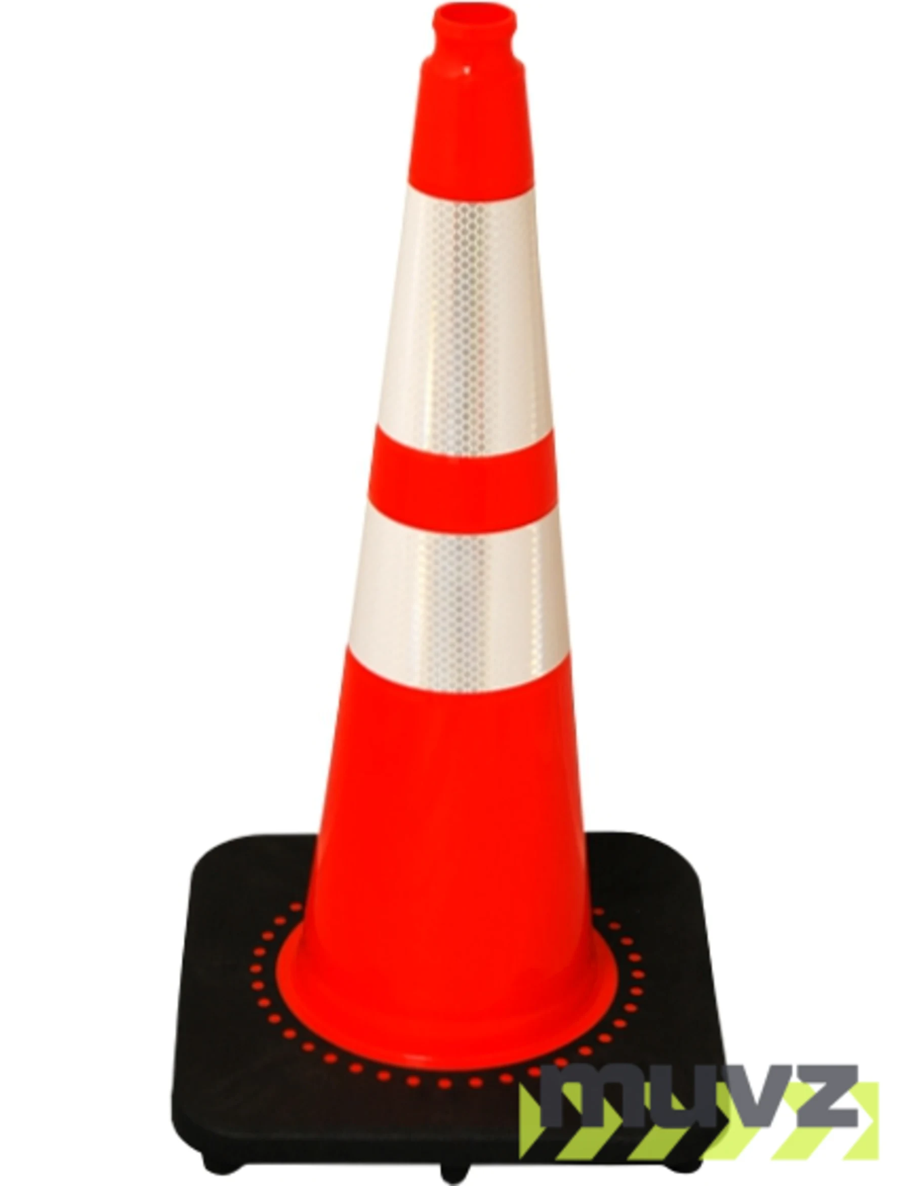 \u0027Slim Line\u0027 Orange 28\" 7.0 Lb. Black Base Cone with 6\" \u0026 4\" Reflective Collars