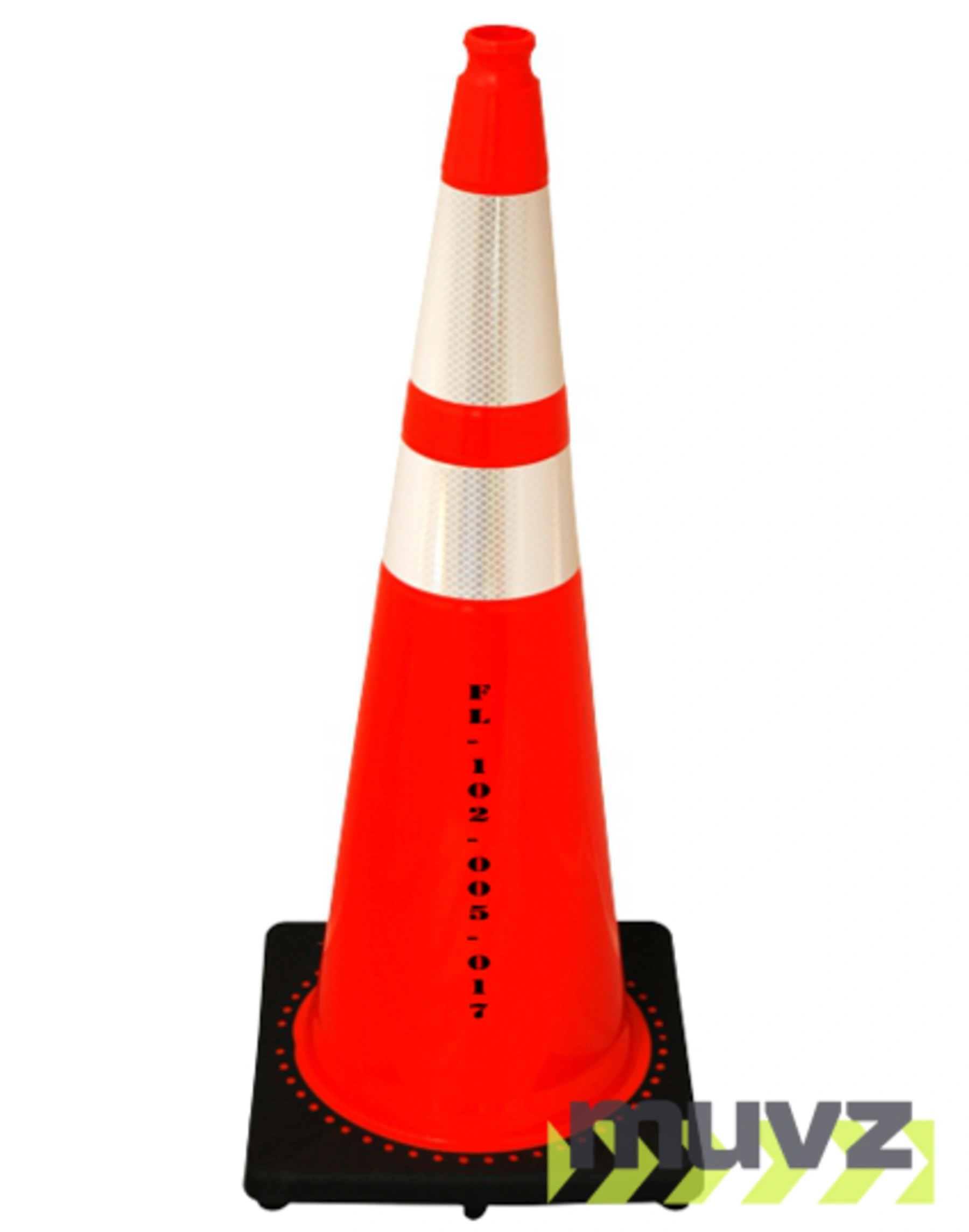 Florida DOT Approved Orange 36\" 12.0 Lb. Black Base Cone with 6\" \u0026 4\" Reflective Collars