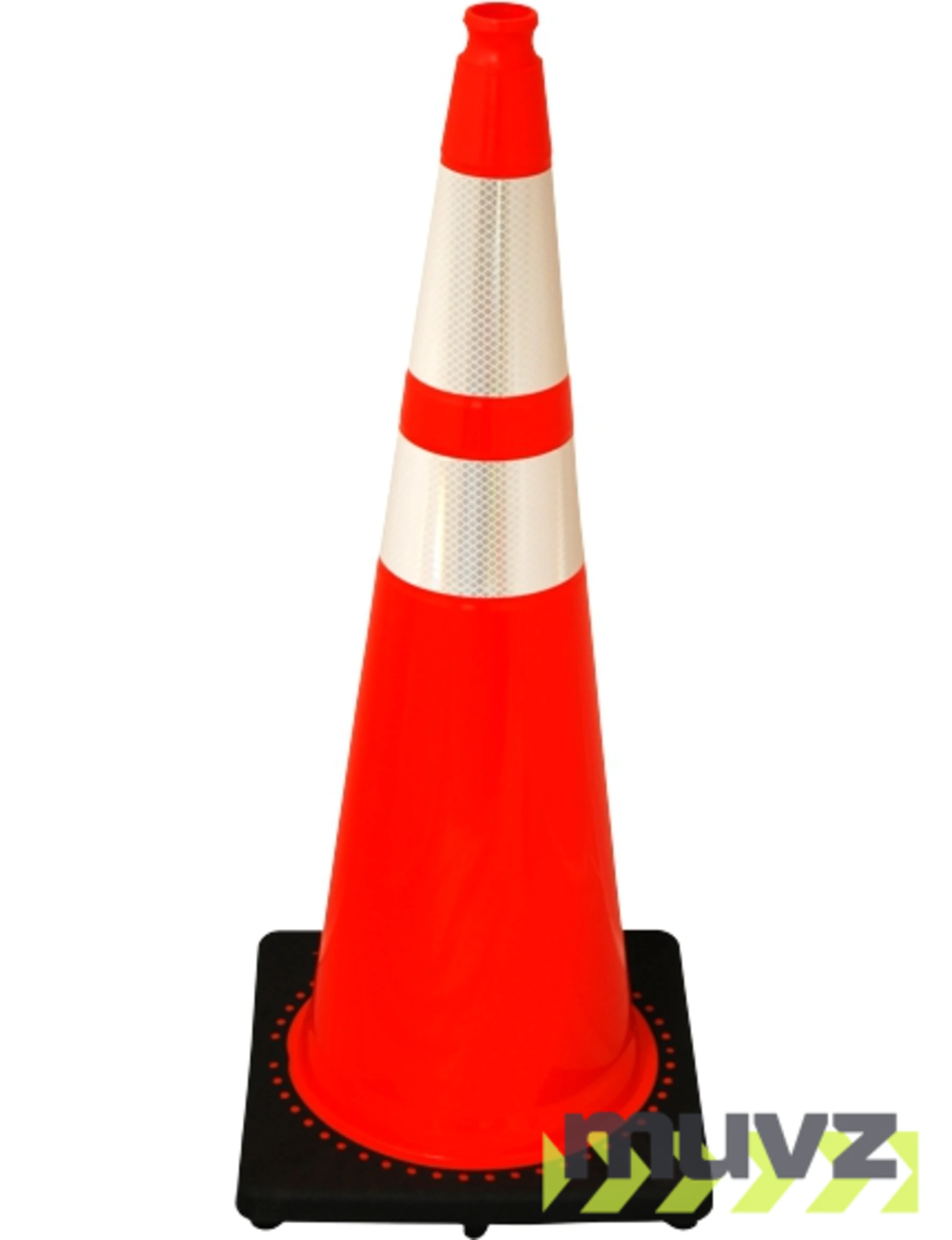 Orange 36\" 10.0 Lb. Black Base Cone with 6\" \u0026 4\" Reflective Collars