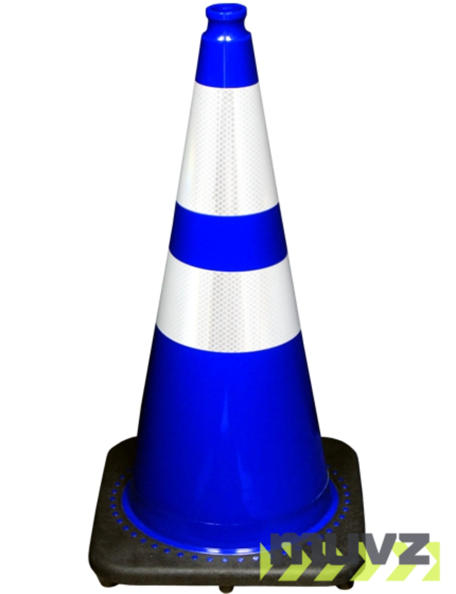 28\" Blue Traffic Cone w/6\" \u0026 4\" Reflective Collars