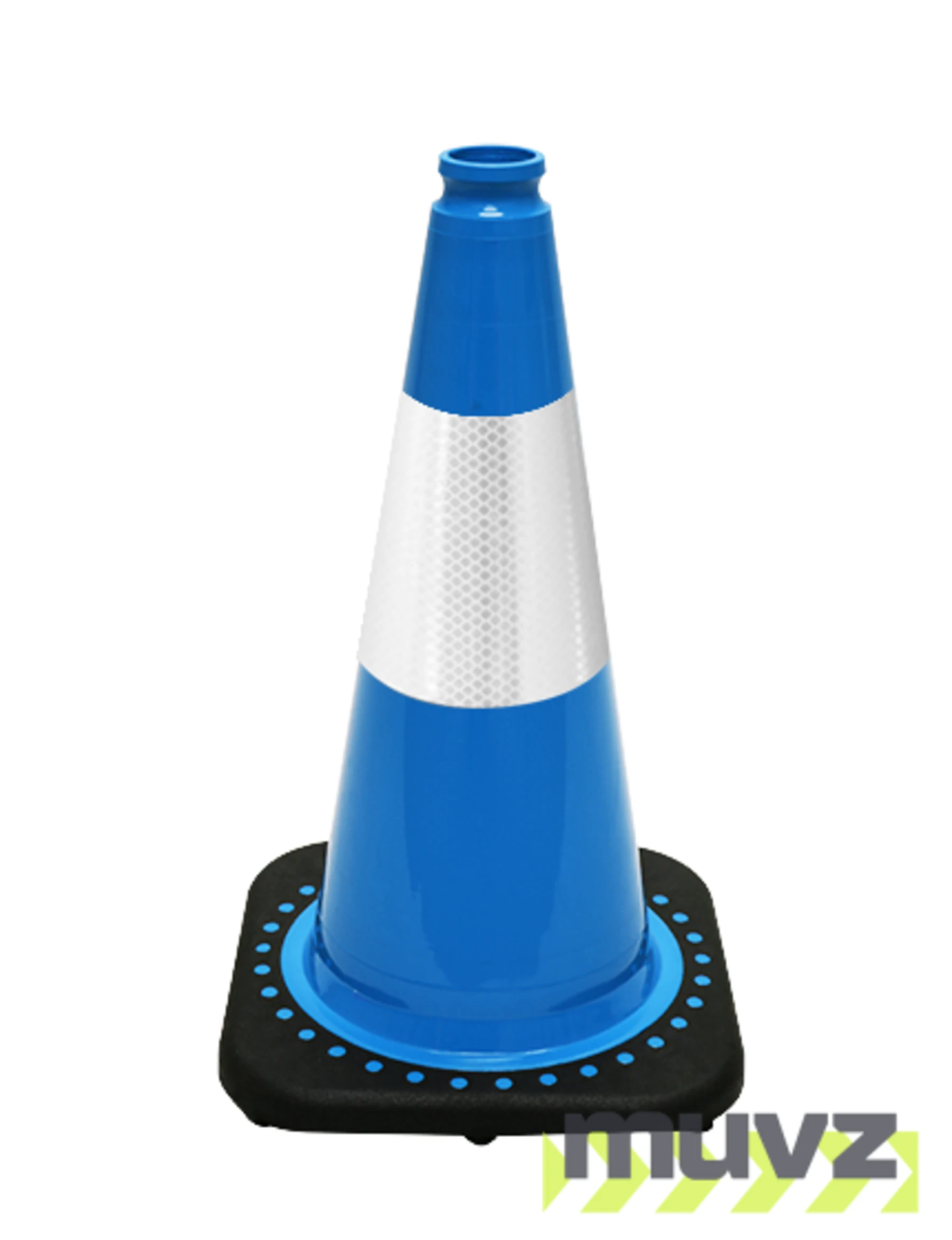 Light Blue 18\" Black Base Cone w/6\" Reflective Collar