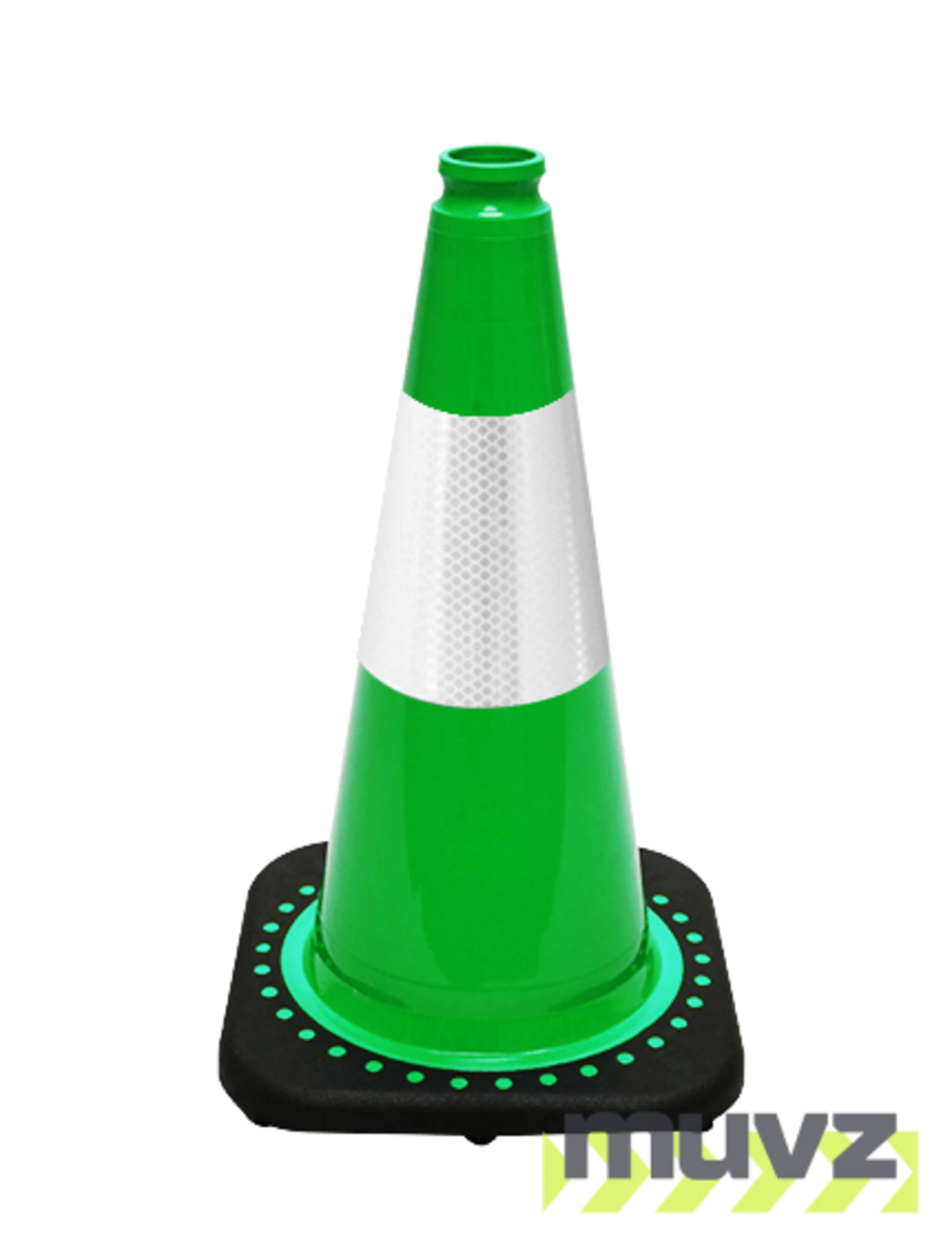 Green 18\" Black Base Cone with 6\" Reflective Collar