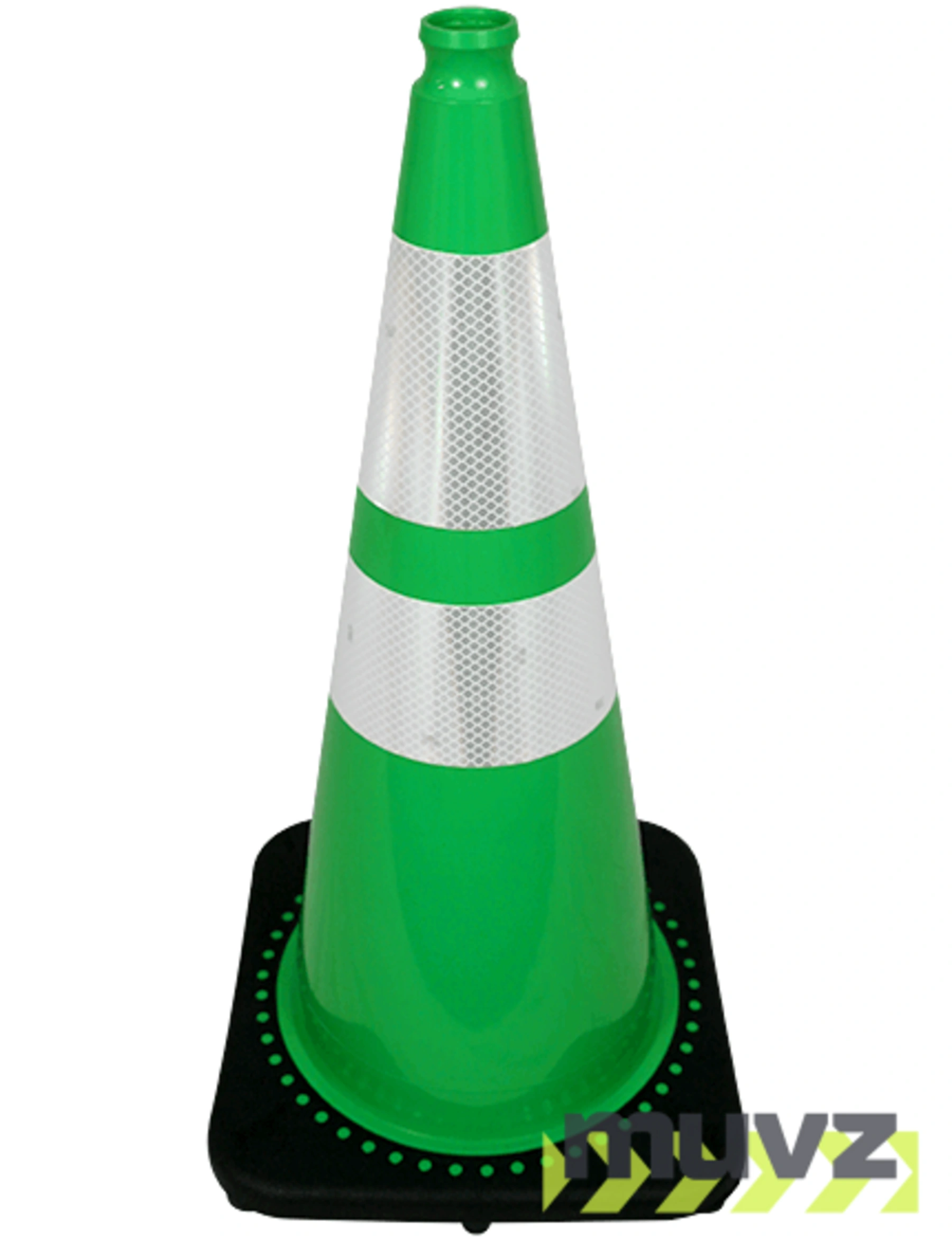 28\" Green Traffic Cone w/6\" \u0026 4\" Reflective Collars