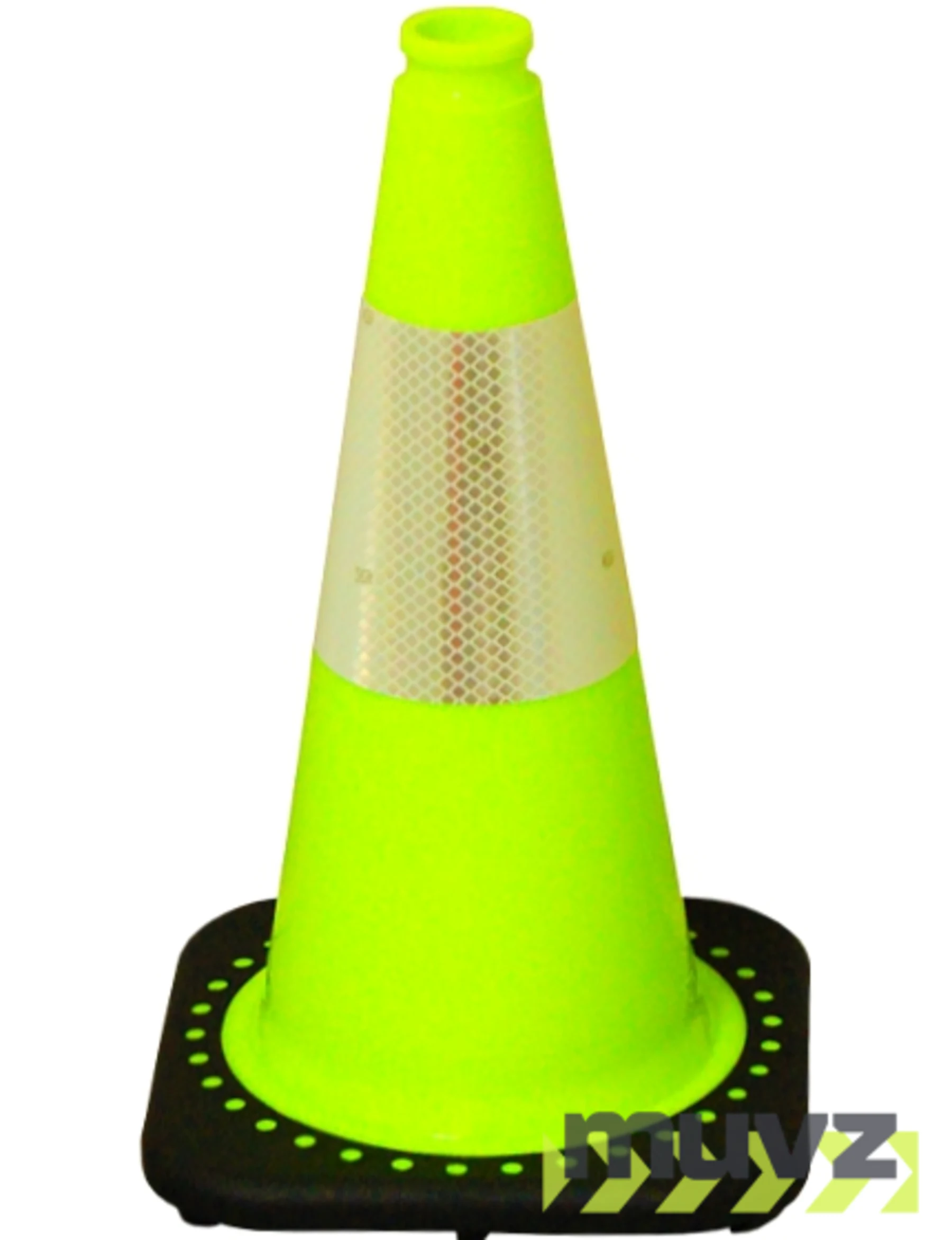 Lime 18\" Black Base Cone with 6\" Reflective Collar