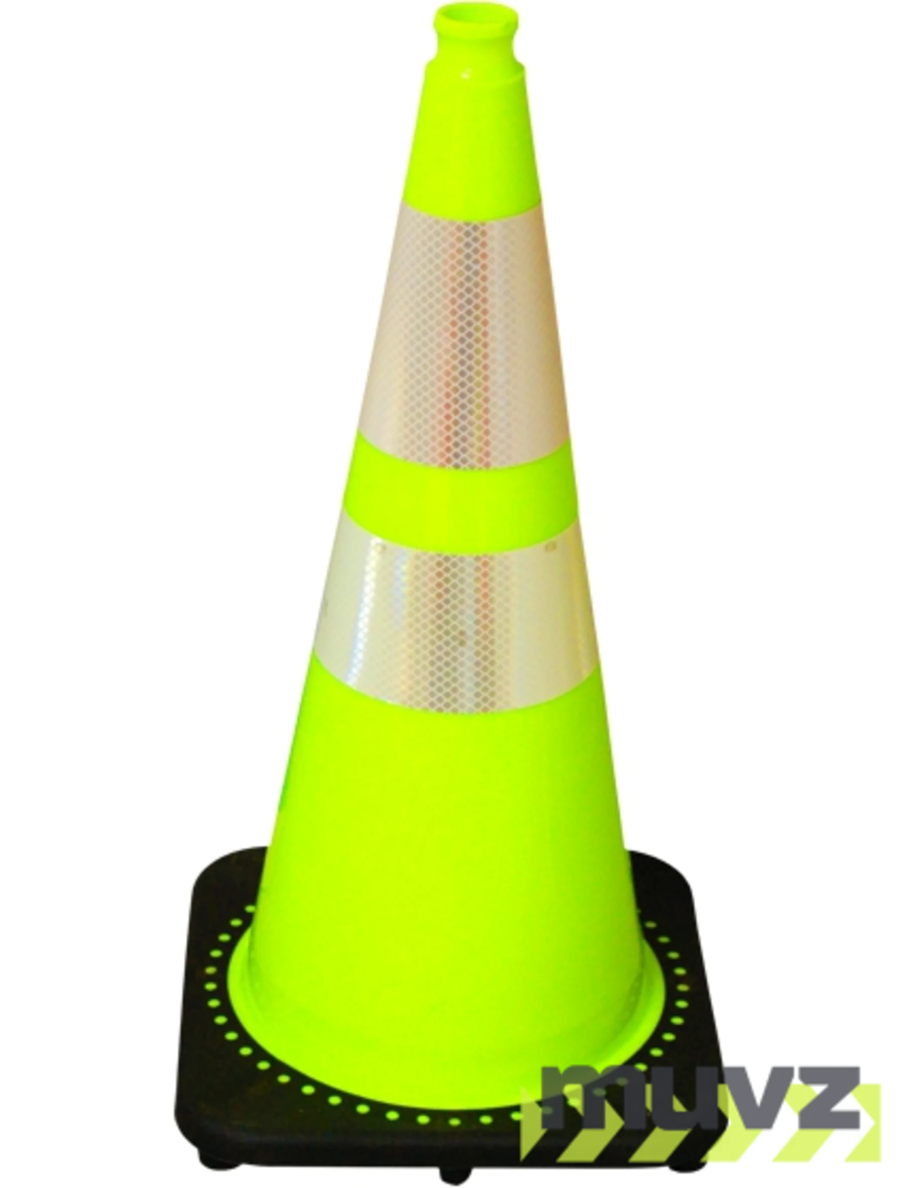 Lime 28\" 7.0 Lb. Black Base Cone with 6\" \u0026 4\" Reflective Collars