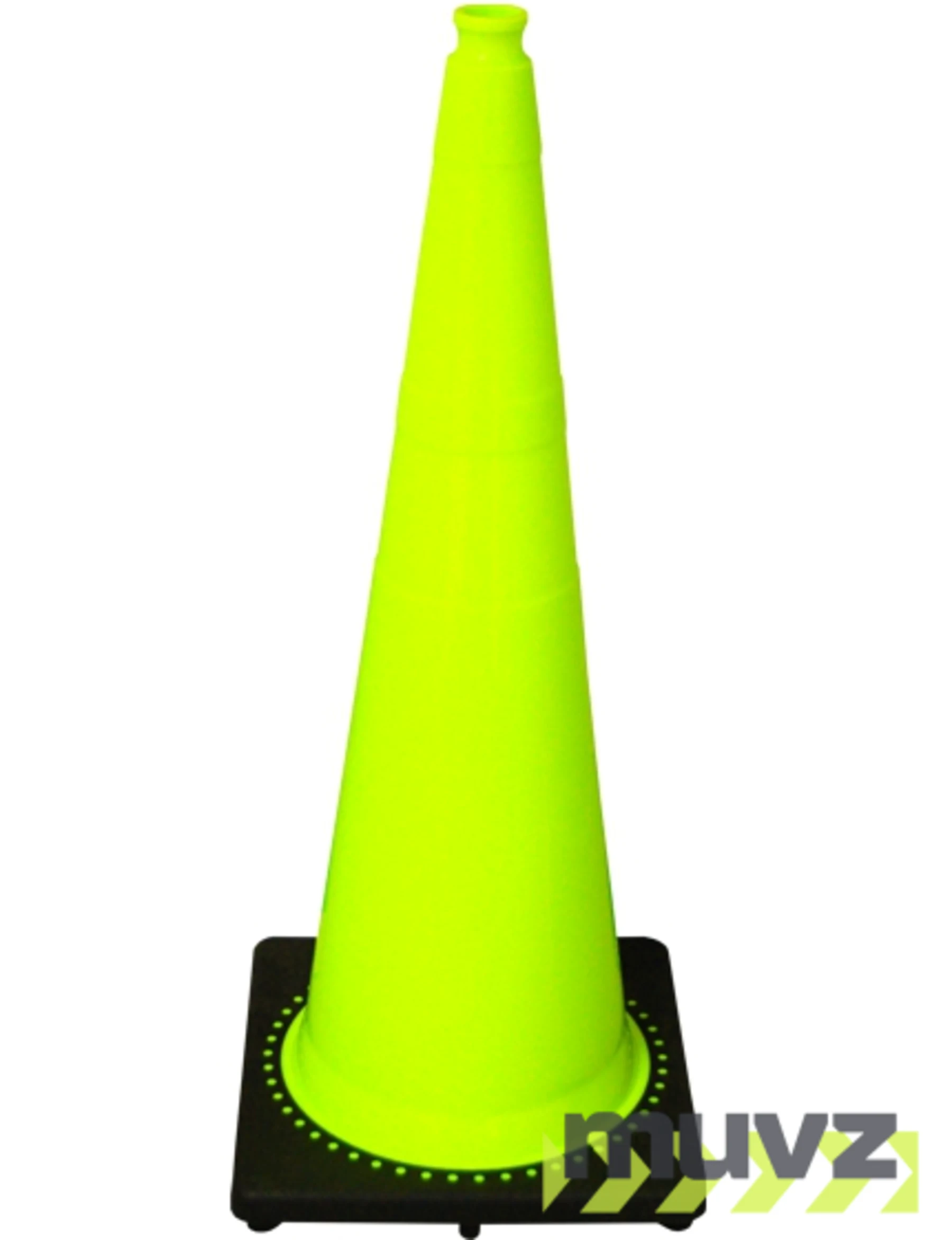 36\" 10 lb. Lime Black Base Traffic Cone