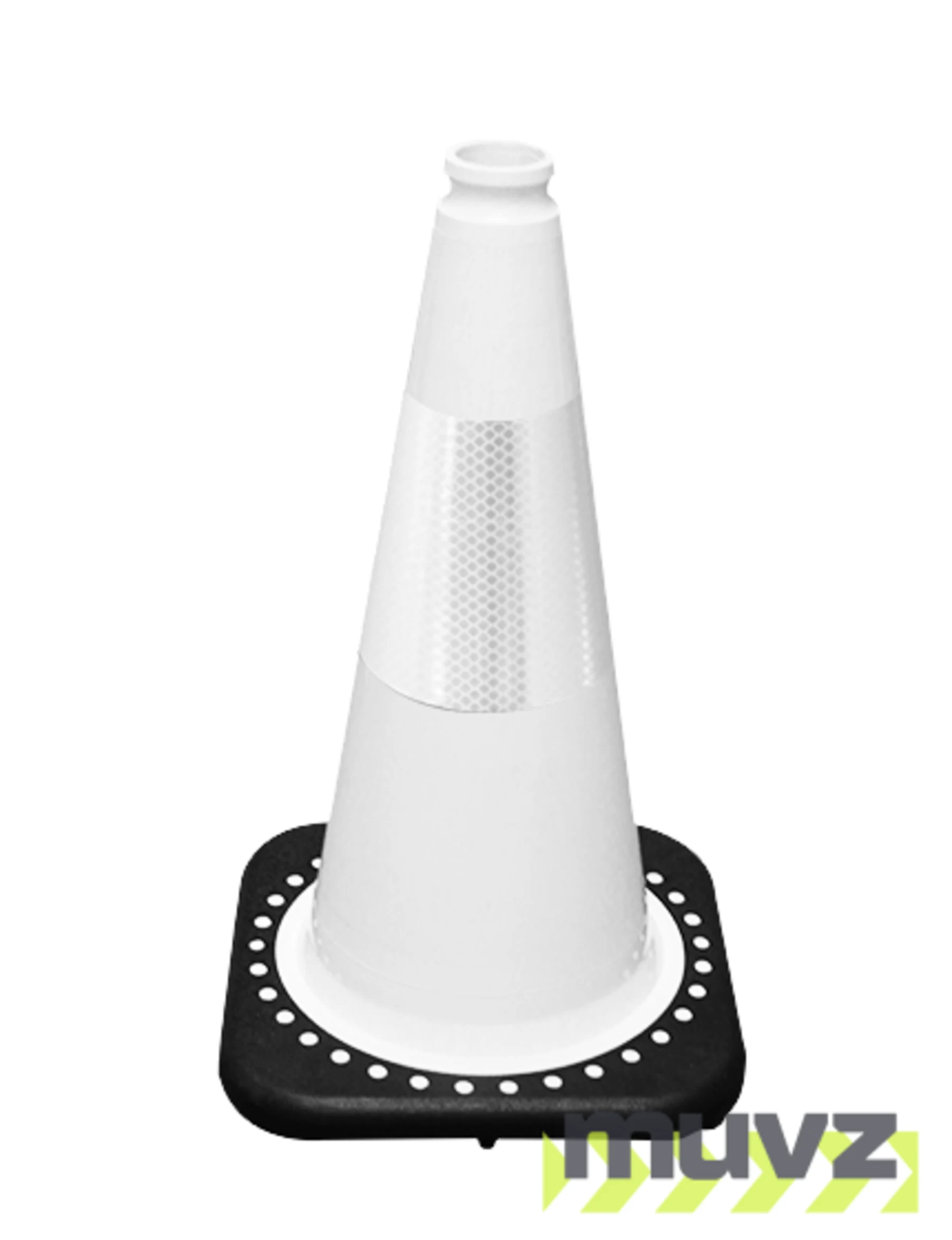 White 18\" Black Base Cone with 6\" Reflective Collar
