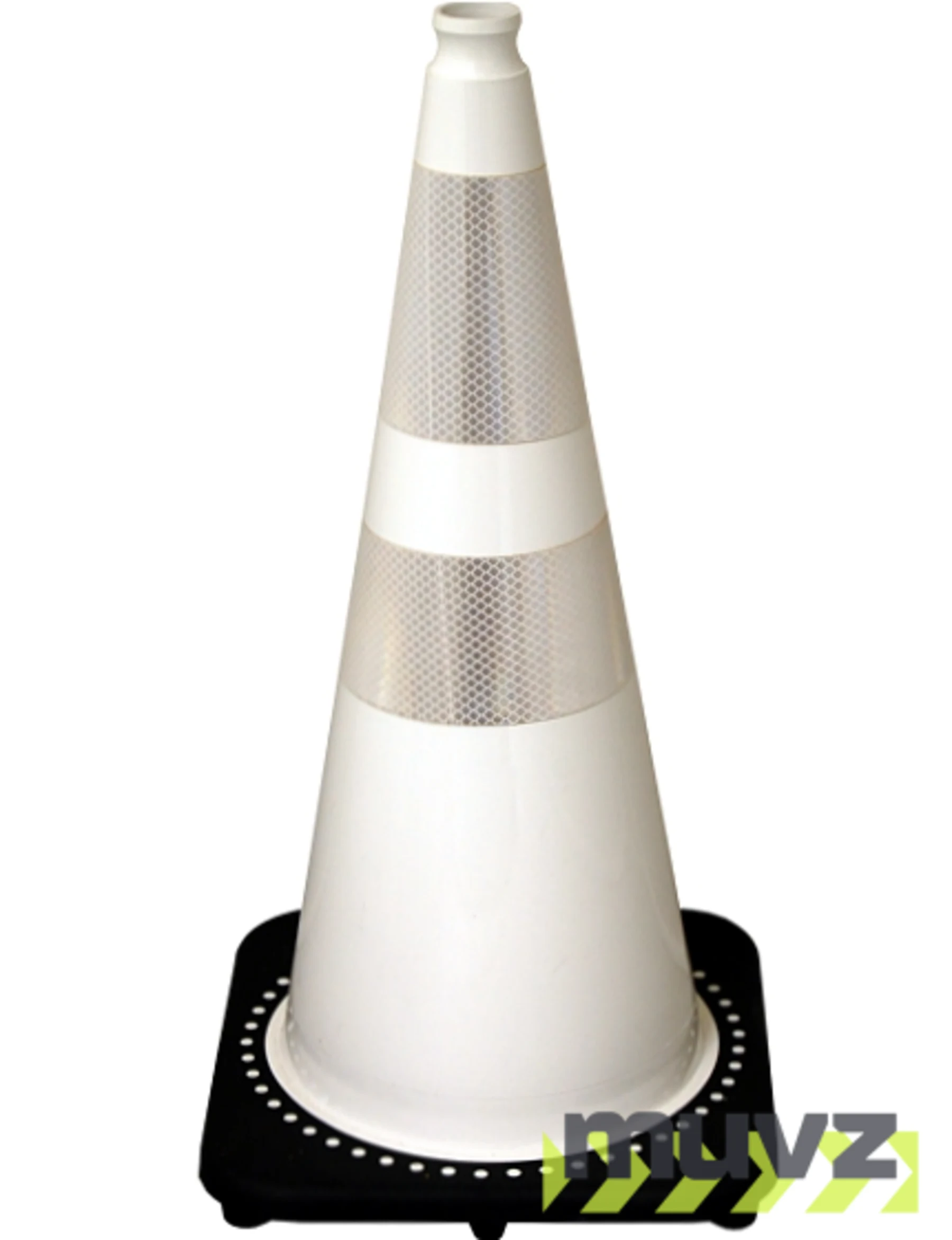White 28\" 7.0 Lb. Black Base Cone with 6\" \u0026 4\" Reflective Collars