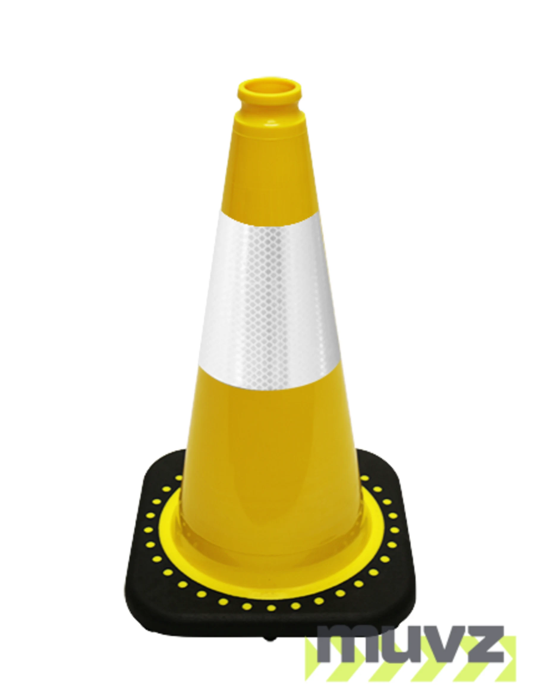 Yellow 18\" Black Base Cone with 6\" Reflective Collar