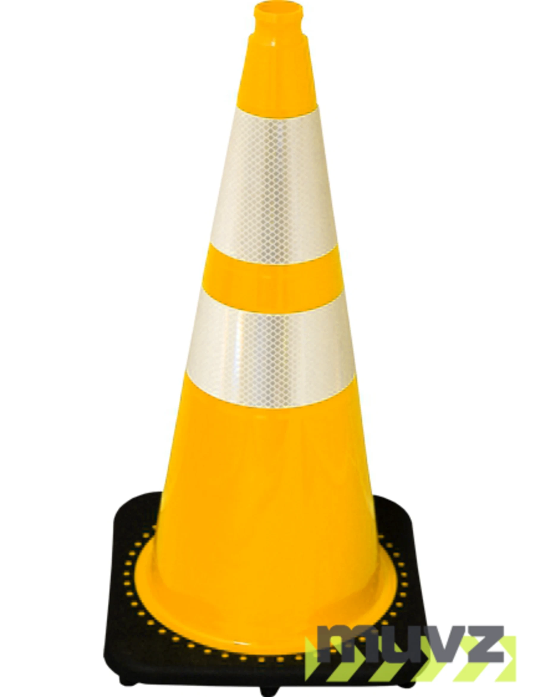 Yellow 28\" 7.0 Lb. Black Base Cone with 6\" \u0026 4\" Reflective Collars