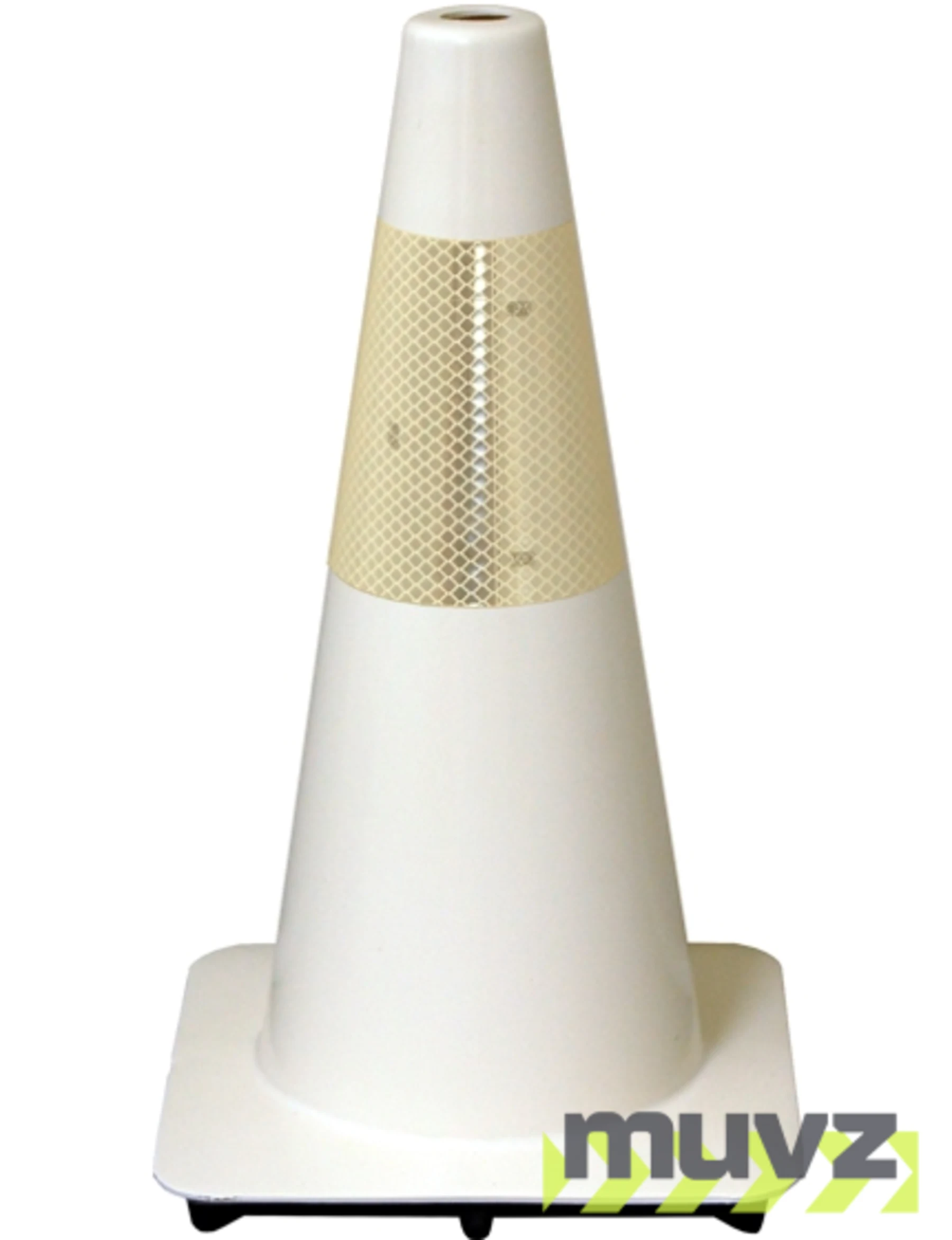 White 18\" Flow Molded Traffic Cone w/6\" Reflective Collar