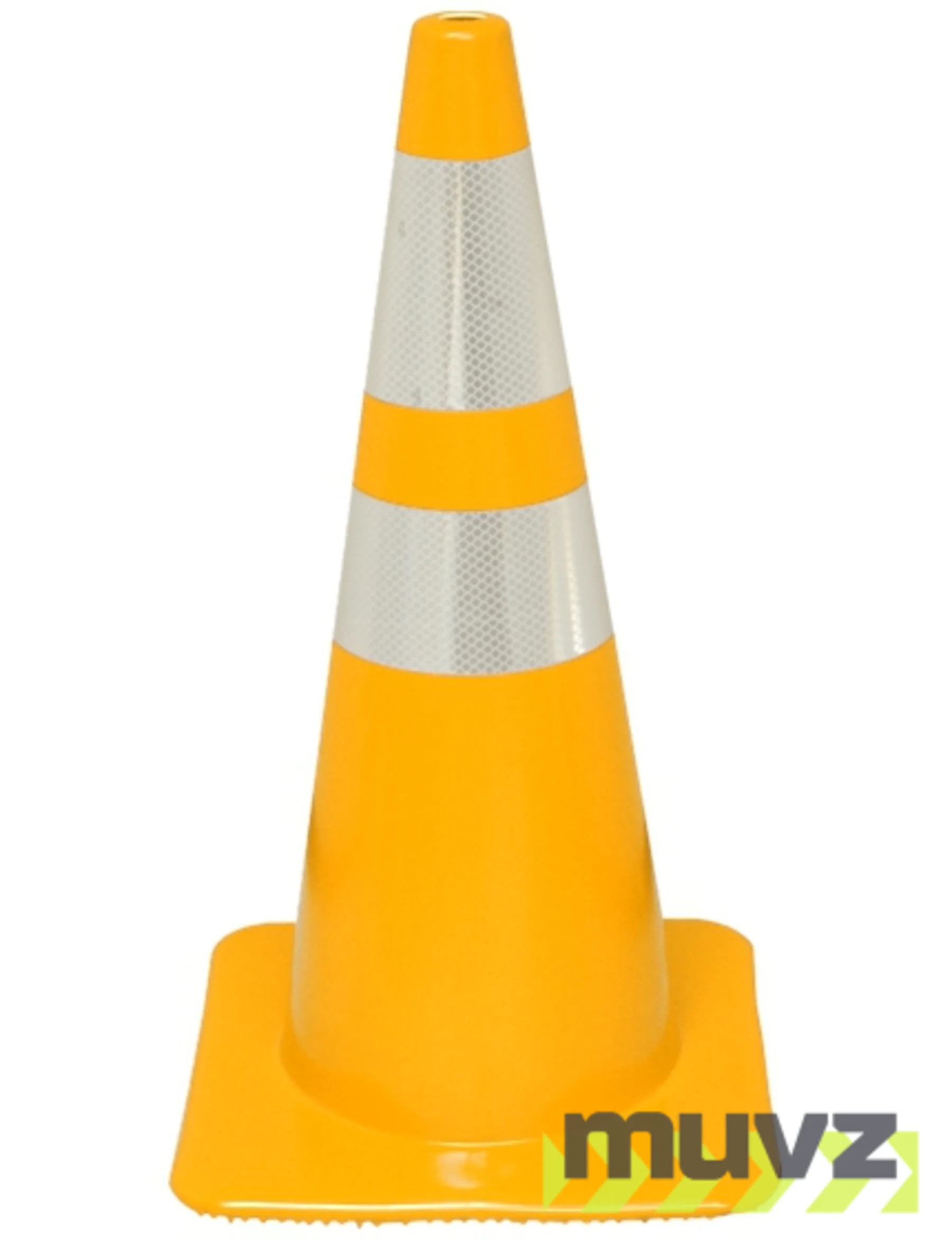 Yellow 28\" Flow Molded Cone with 6\" \u0026 4\" Reflective Collars
