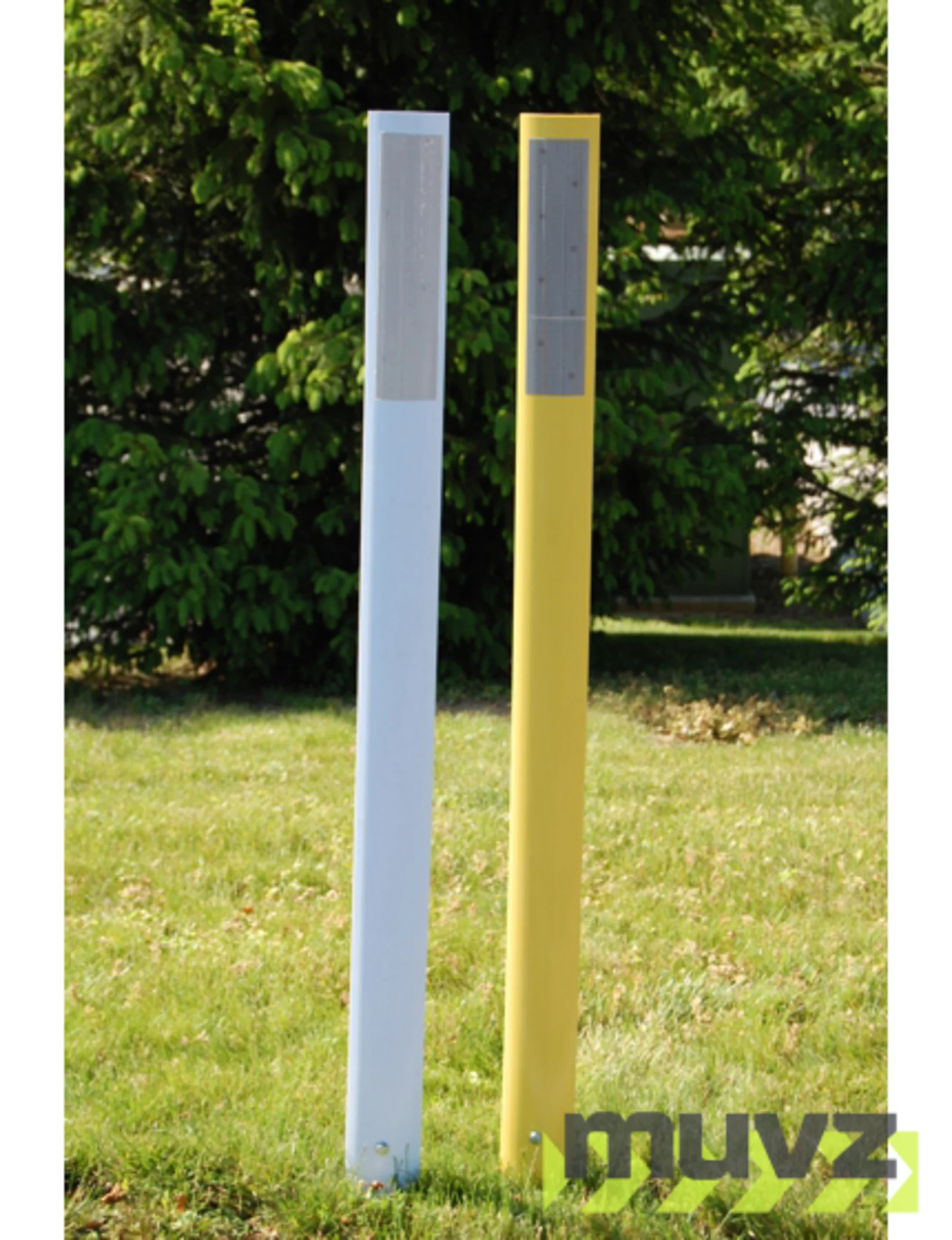 56\" Tall, Reflective, White, Flexible Delineator Post w/12\" Galvanized U-Channel Stake