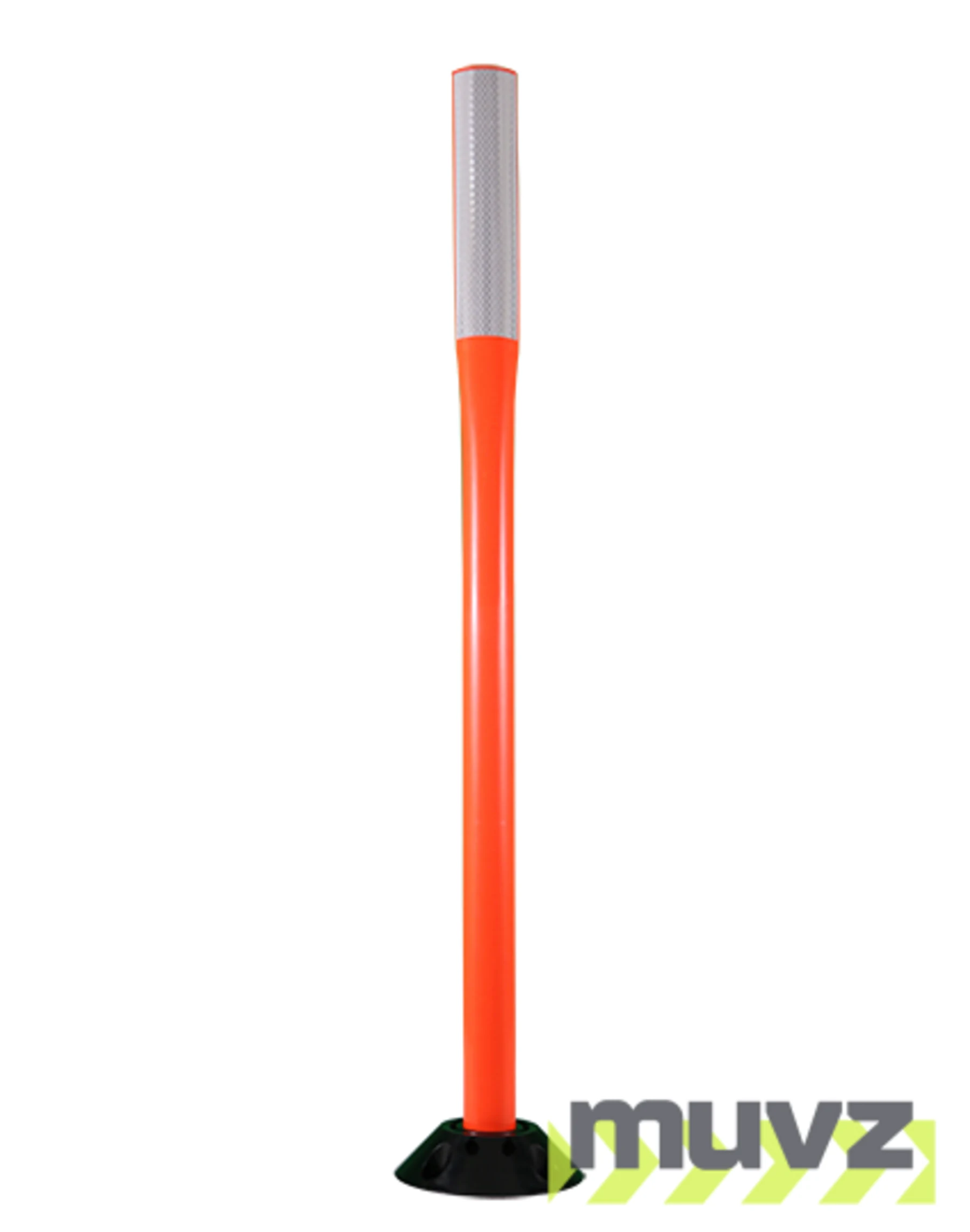 48\" Orange Flat Faced Delineator with one (1) 2\"X 12\" white reflective strip \u0026 Adhesive Pads