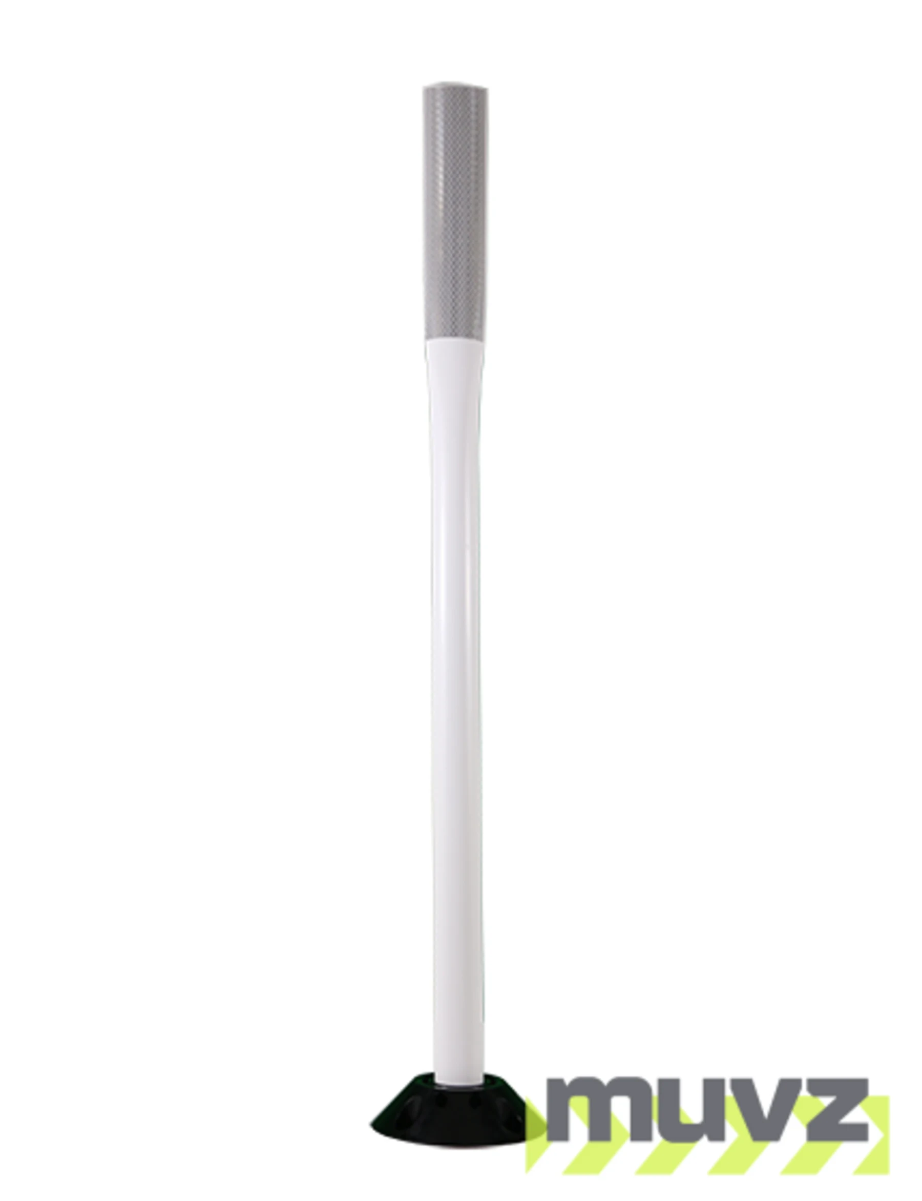 48\" White Flat Faced Delineator with one (1) 2\"X 12\" white reflective strip \u0026 Adhesive Pads