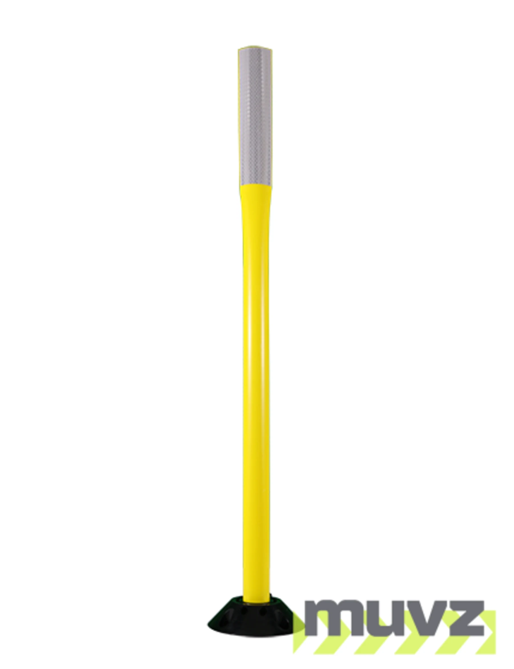 48\" Yellow Flat Faced Delineator with one (1) 2\"X 12\" white reflective strip \u0026 Asphalt Hardware