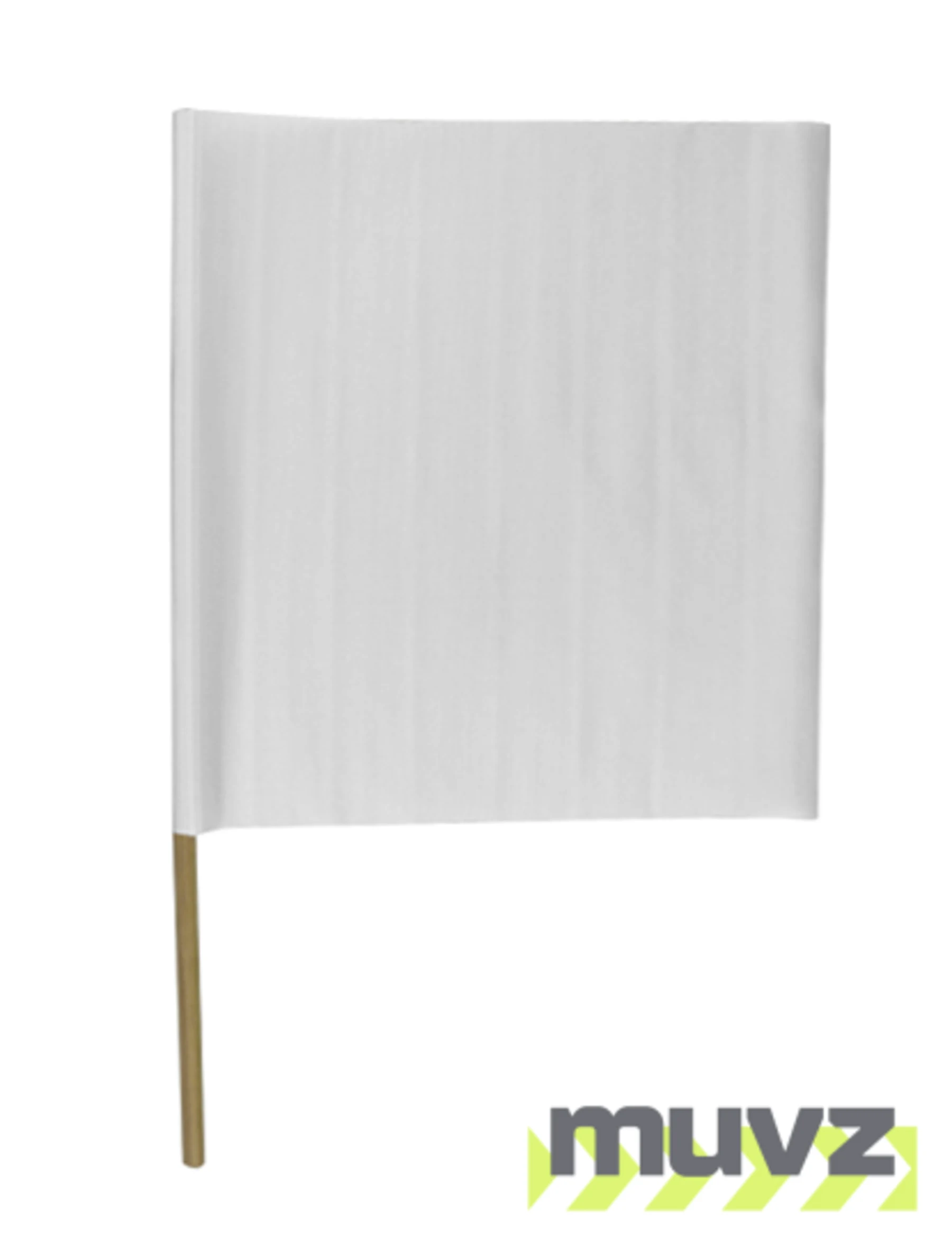 20\" x 20\" White Airport Barricade Flag with 30\" Wooden Handle