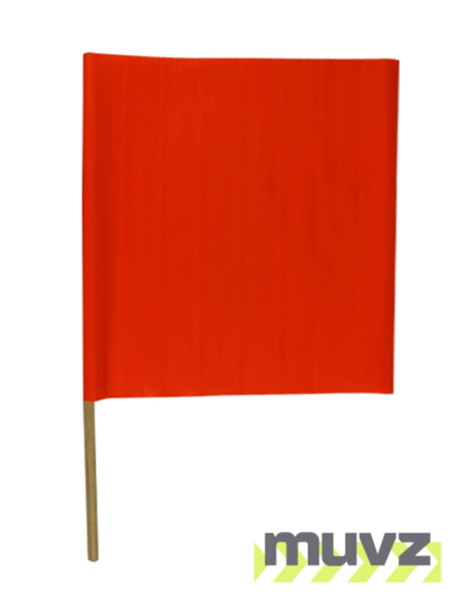 24\" Orange Vinyl Warning Flag with 36\" Wooden Dowel Handle