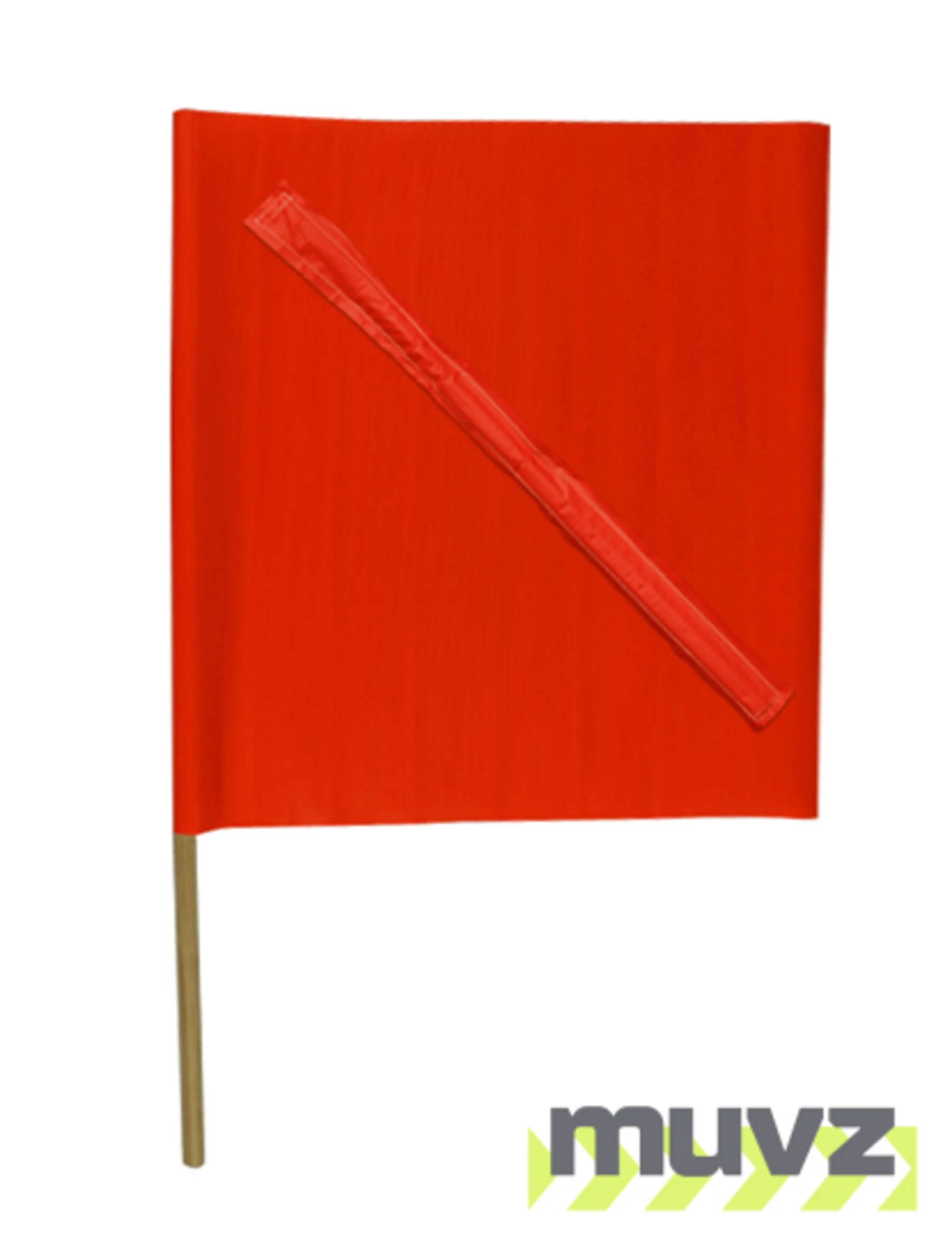 24\" x 24\" Red Flag with 36\" Staff and No-Foul Batten sewn in