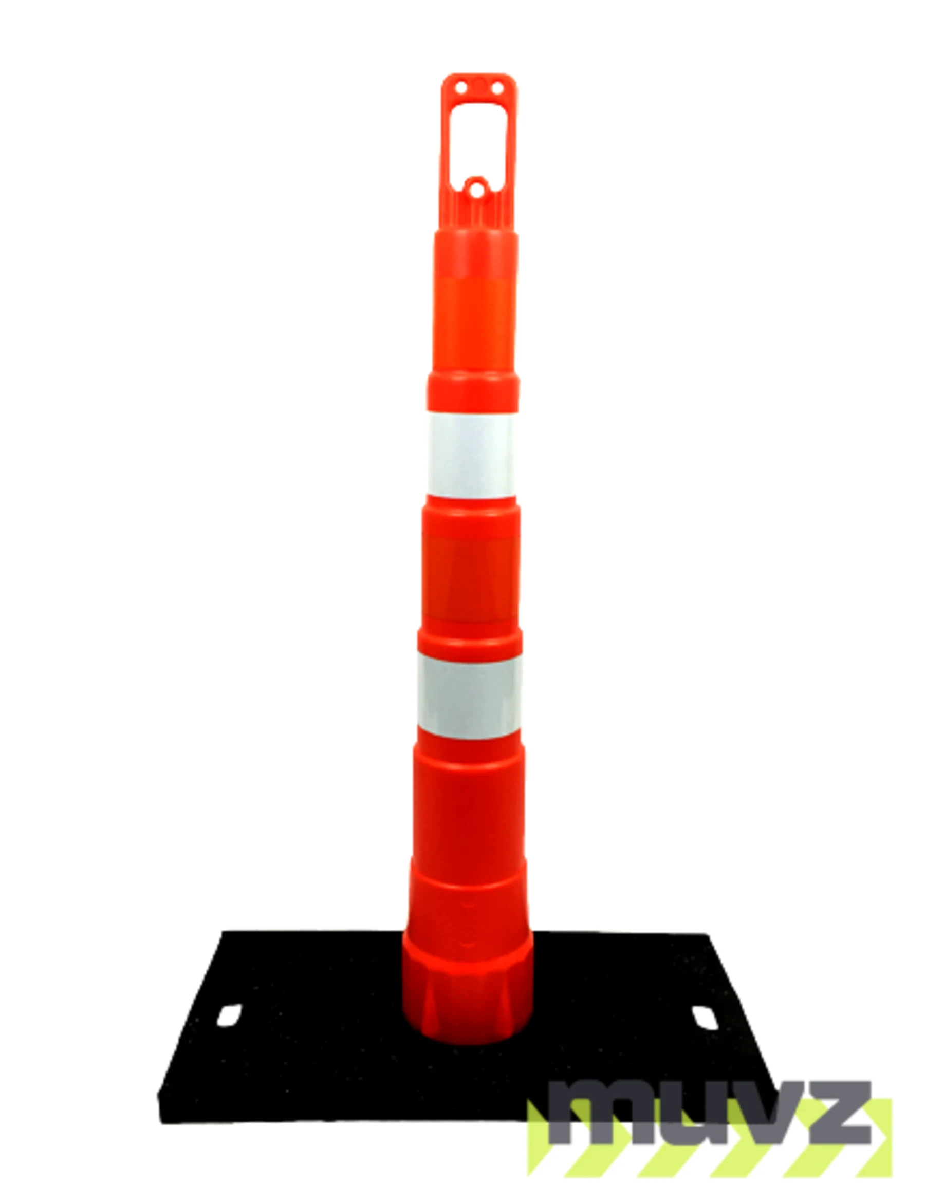 42\" Channelizer Cone with Four (4) 4\" EG Reflective Collar and 30 Lb. Recycled Rubber Base