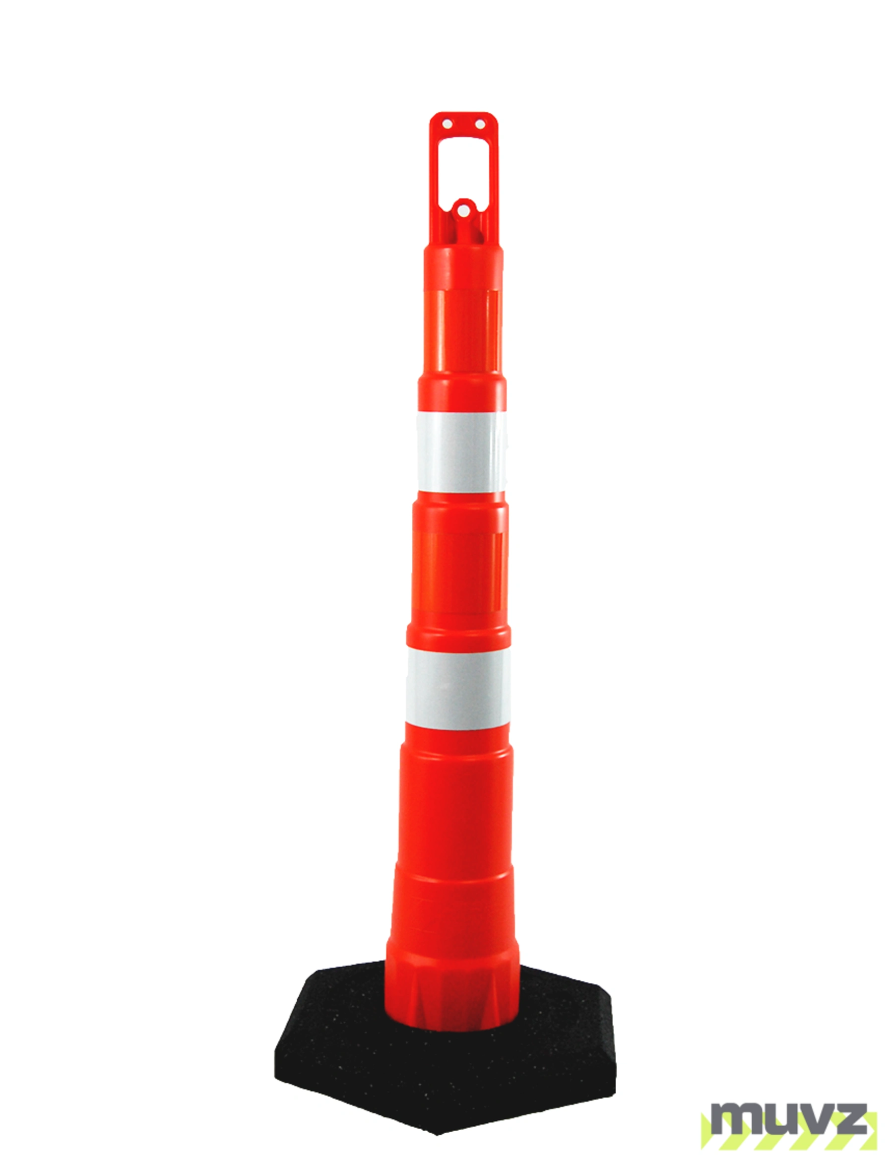 42\" Channelizer Cone with Four (4) 4\" EG Reflective Collar and 16 Lb. Recycled Rubber Base