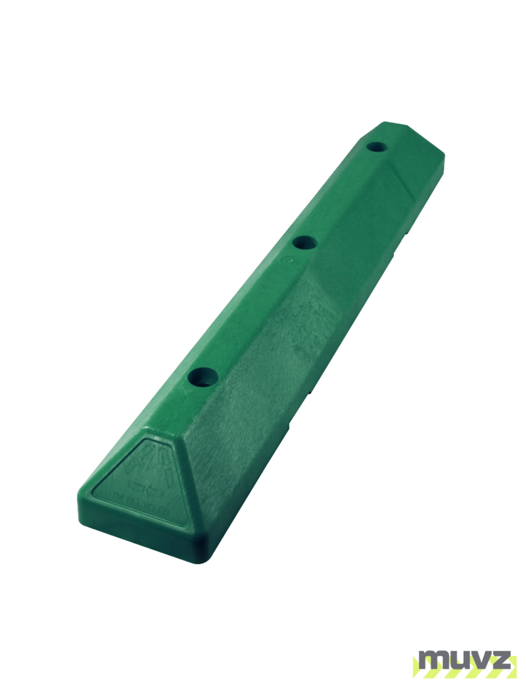 3\u0027 Green EV Recycled Plastic \u0027Commercial\u0027 Parking Block w/three 12\" Galvanized Steel Spikes