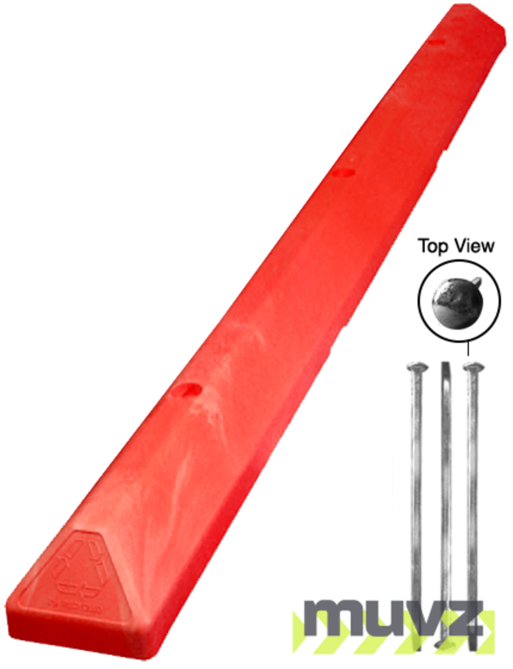 6\u0027 Red Recycled Plastic \u0027Commercial\u0027 Parking Block w/three 18\" Galvanized Steel Spikes