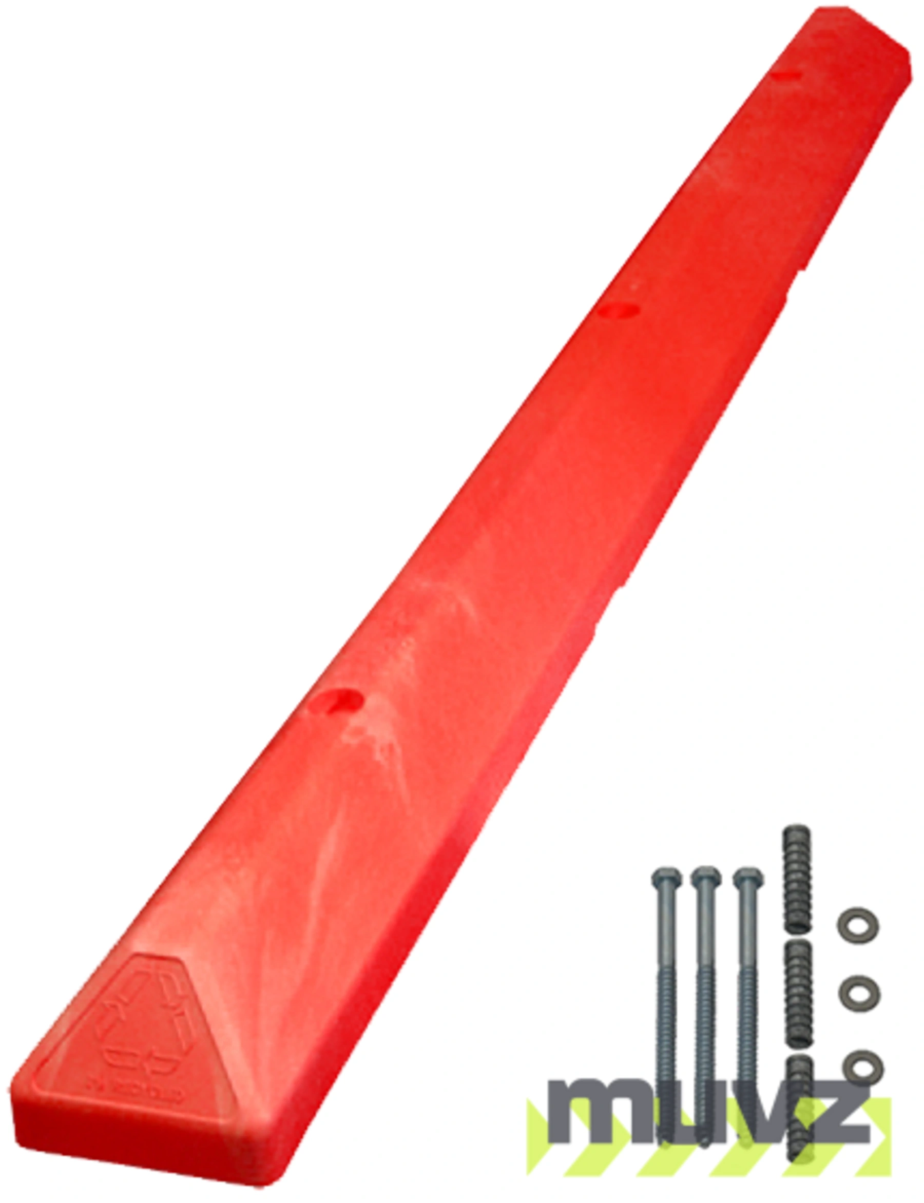 6\u0027 Red \u0027Commercial\u0027 Parking Block w/8\" Lags \u0026 Anchors