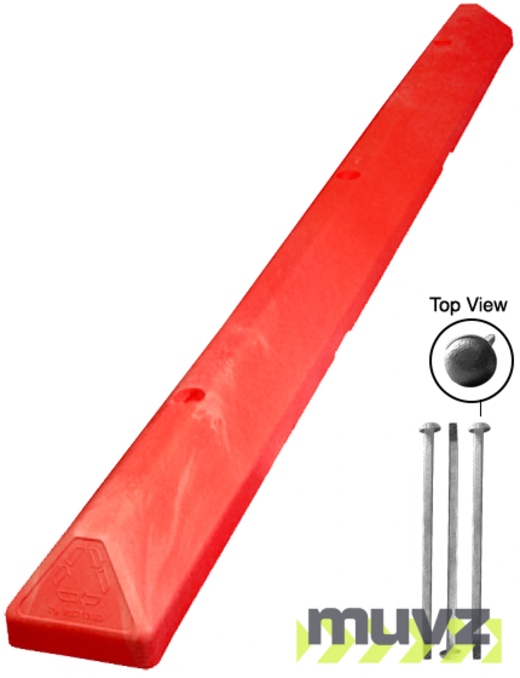 6\u0027 Red Recycled Plastic \u0027Commercial\u0027 Parking Block w/three 12\" Galvanized Steel Spikes