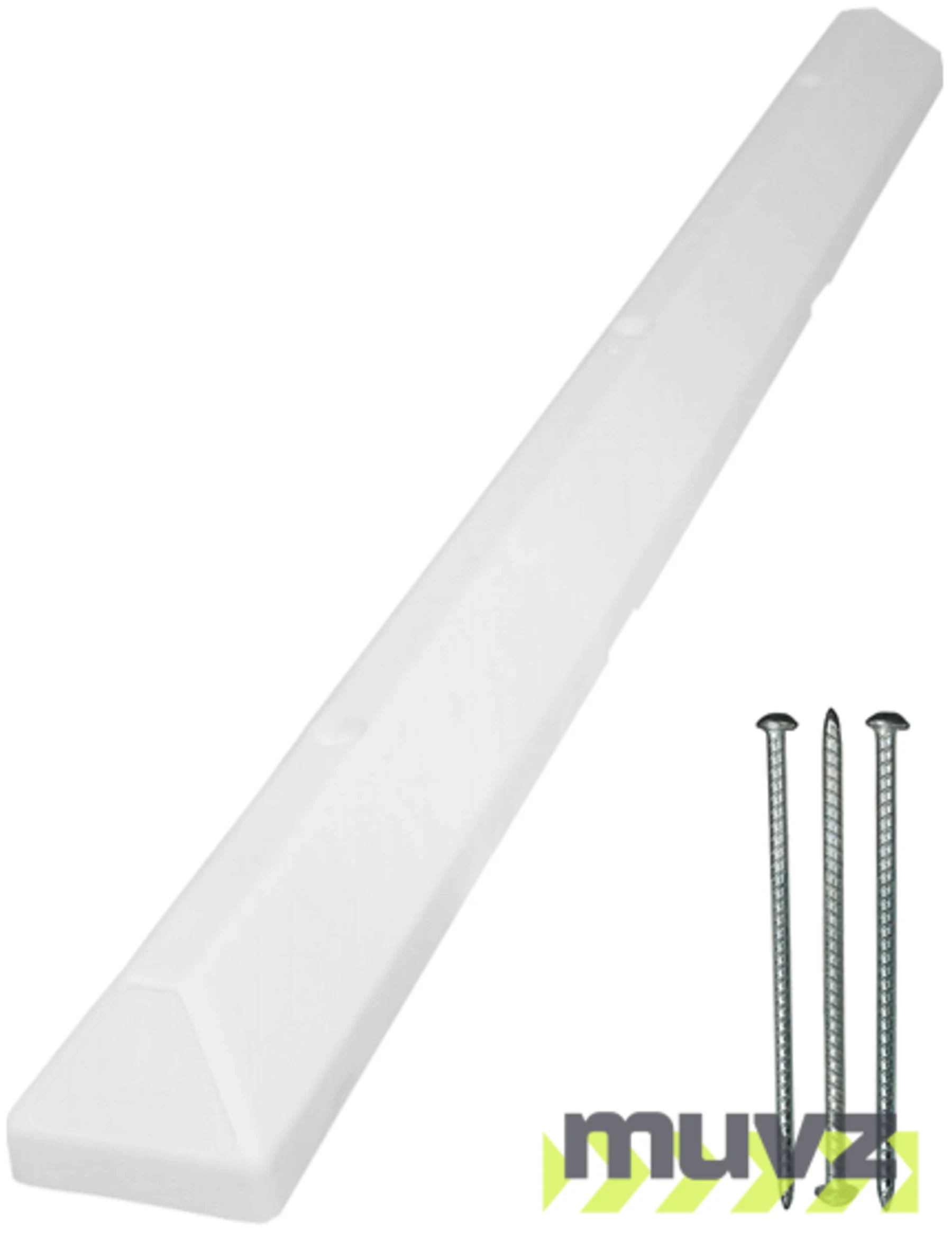 6\u0027 White Recycled Plastic \u0027Commercial\u0027 Parking Block w/three 14\" Galvanized Rebar Steel Spikes